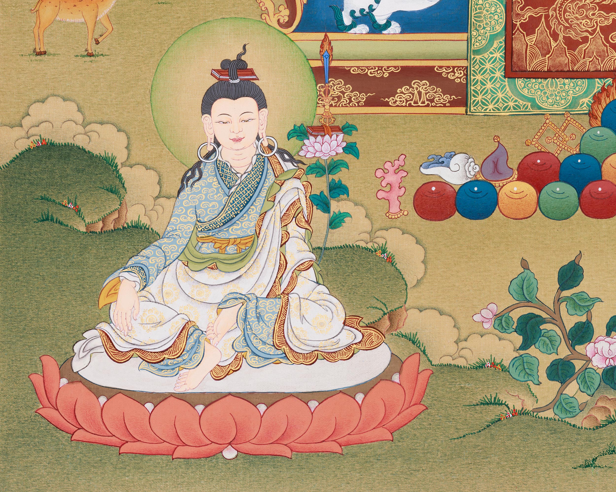 Original Longchenpa Thangka | 14th-century Nyingma Dzogchen Master in Tibetan Buddhism