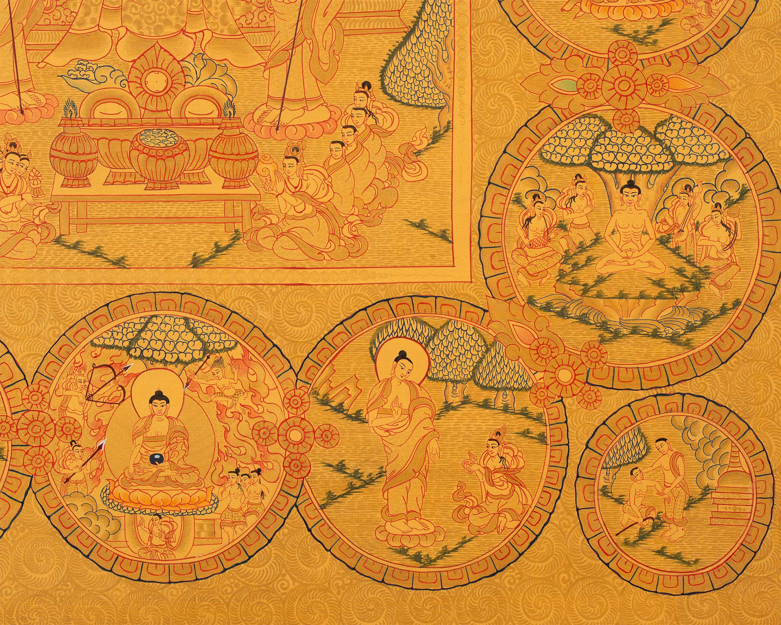 Original Hand-Painted Buddha Life Story | Spiritual Journey Artwork