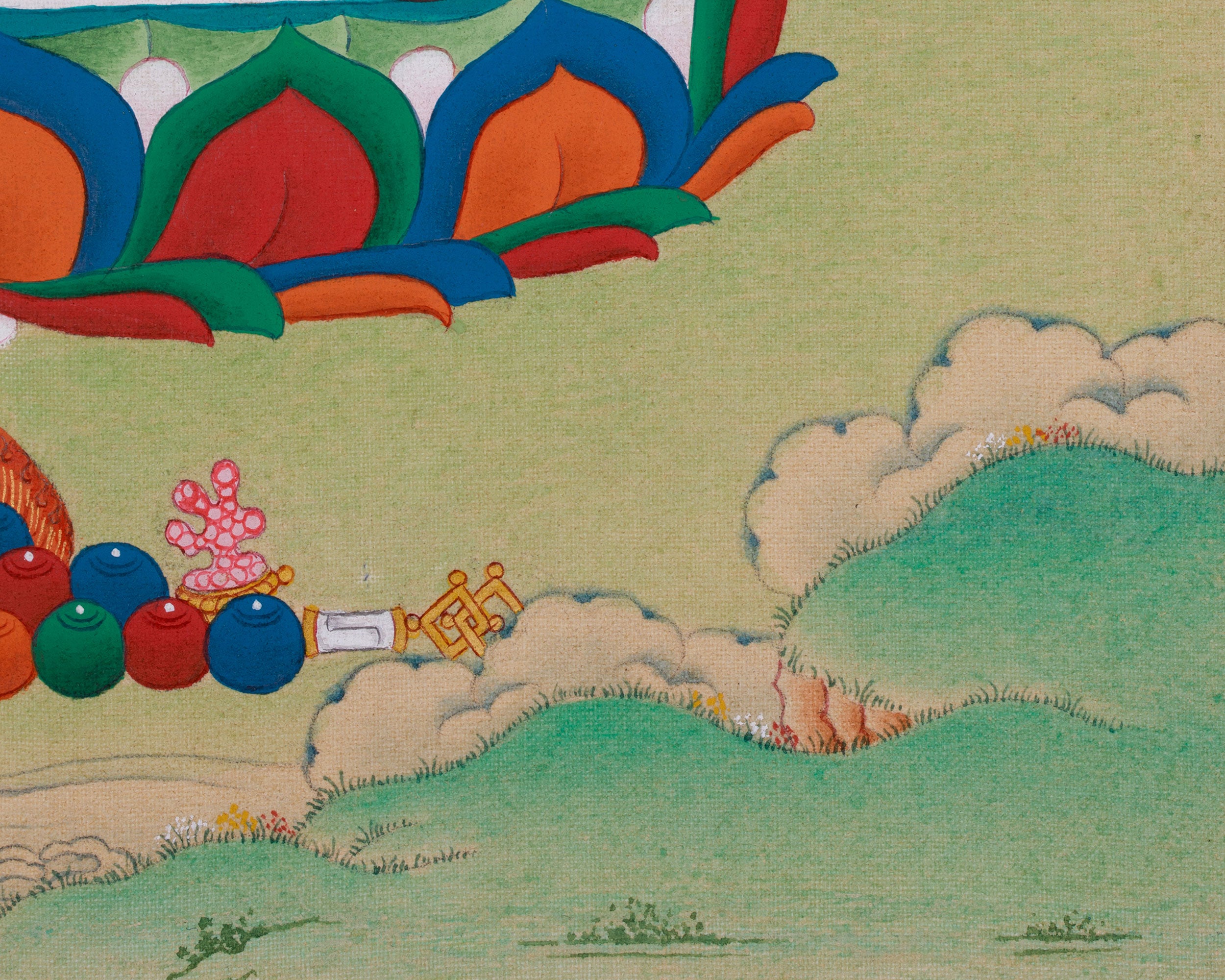 13 Inches Healing Bhaisajyaguru Painting | Sacred Medicine Buddha