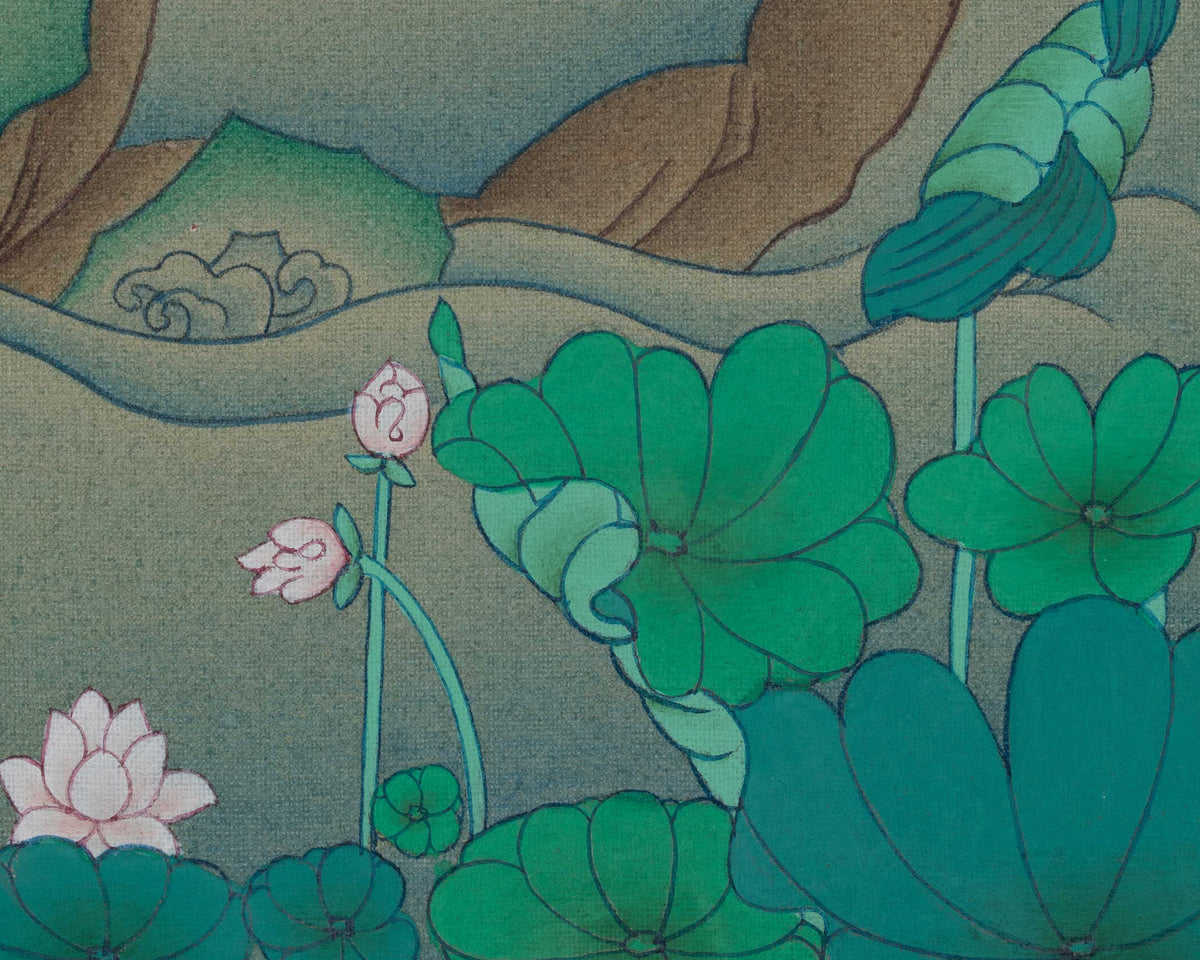 Green Tara Traditional Art | Shyama Tara | Buddhist Painting of Compassion and Protection