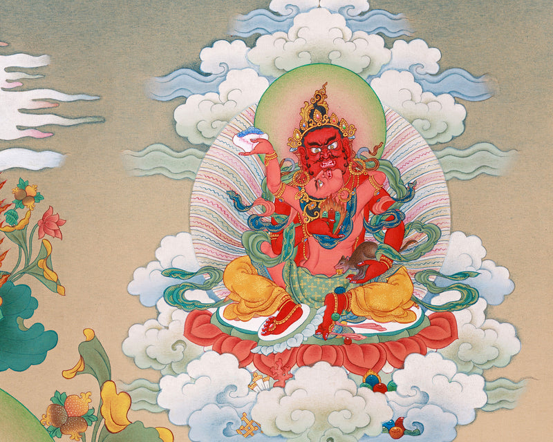 Tibetan Five Dzambhalas Thangka | Wealth Deities for Abundance & Success