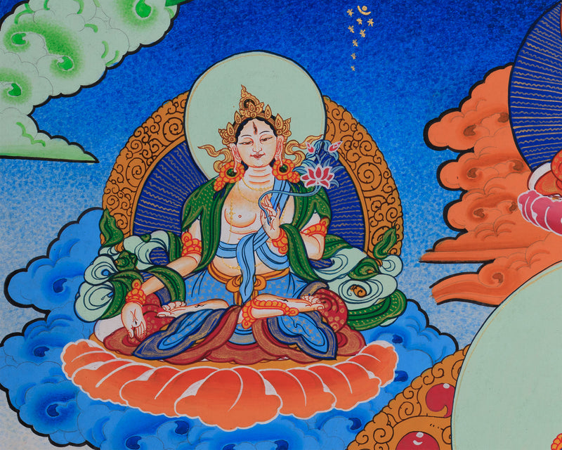 Tibetan Mother Green Tara Thangka | Bodhisattvas Deities