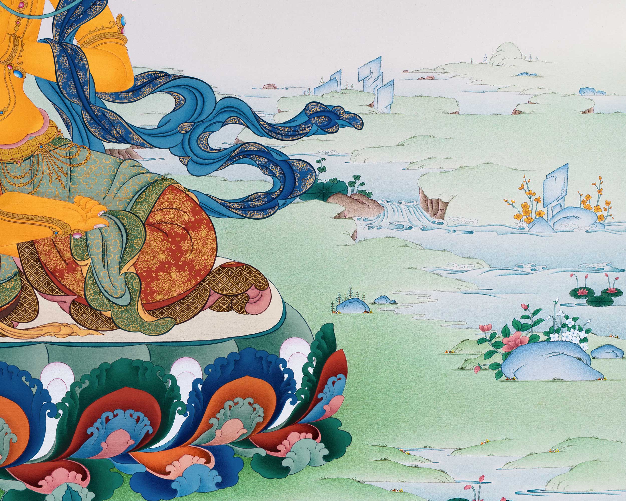 High-Quality Manjushri Giclee Thangka Print | Bodhisattva Of Wisdom | Tibetan Buddhism Art