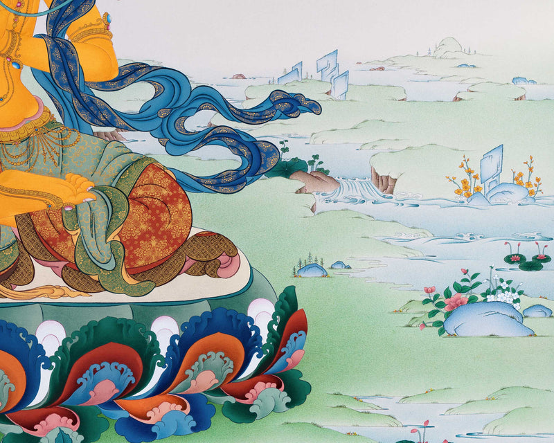 High-Quality Manjushri Giclee Thangka Print | Bodhisattva Of Wisdom | Tibetan Buddhism Art