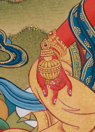 Wish-Fulfilling Red Tara Thangka | 24K Gold & LHASA Stone Pigments