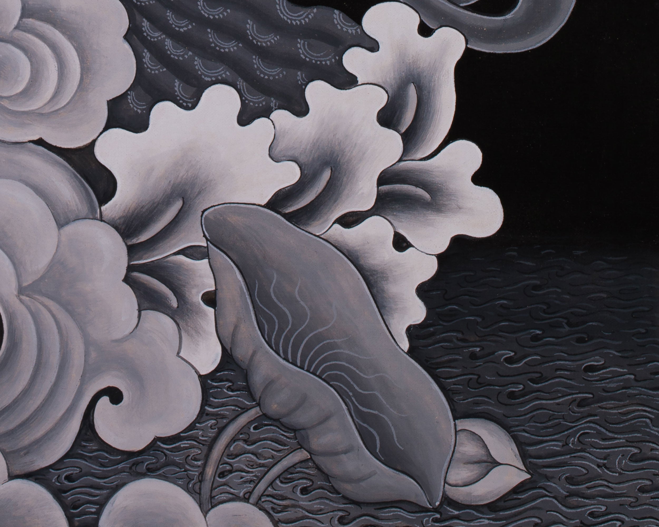 Standing White Tara Painting | Monochromatic Spiritual Masterpiece
