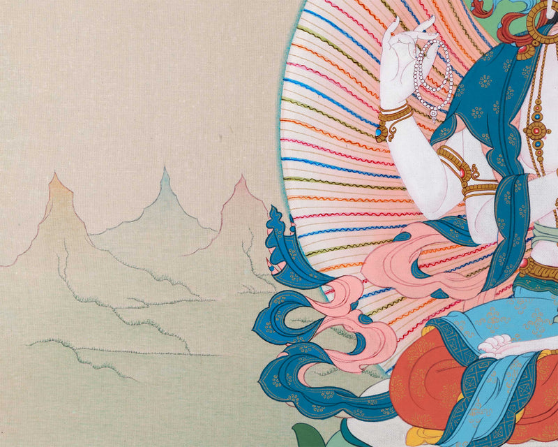 Chenresig with Vajrapani and Manjushri Thangka Print