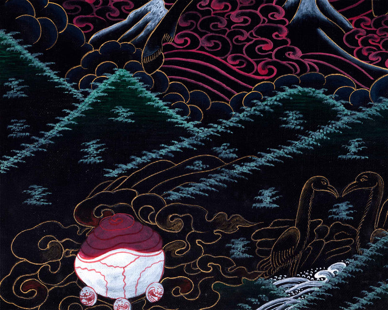 Divine Wrathful Palden Lhamo Thangka Print | Himalayan Artwork | Wall Decorative Art