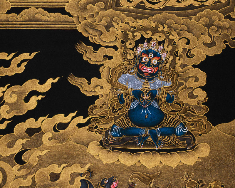 Sakya Mahakala with Retinue, Gold Thangka