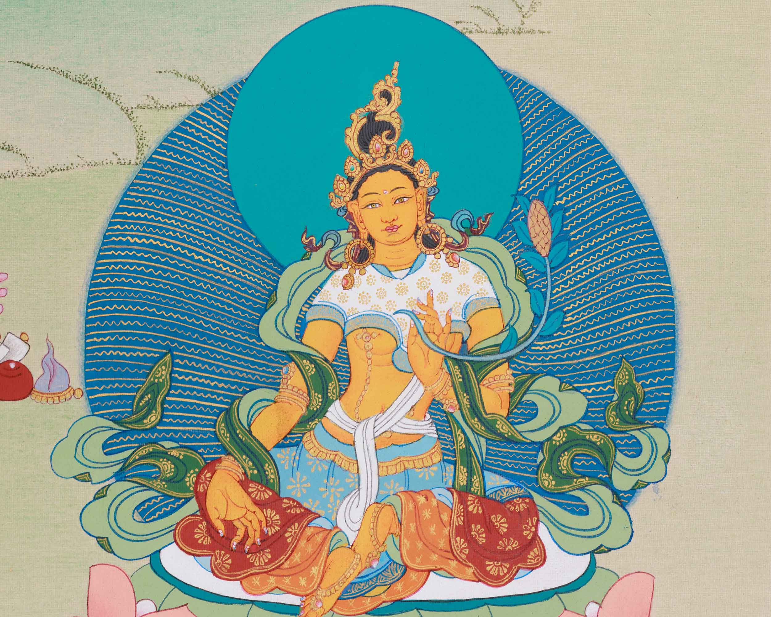 Namtoshe With Dzambhala and Vasudhara | Symbol of Wealth, Prosperity & Protection