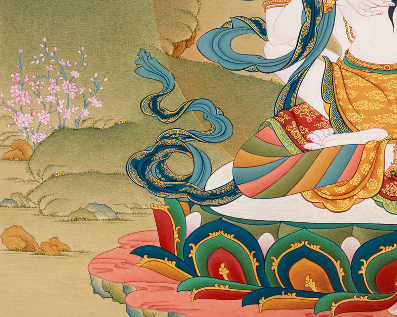 Vajrasattva Consort Thangka | Majestic Art of Sacred Purification and Enlightenment