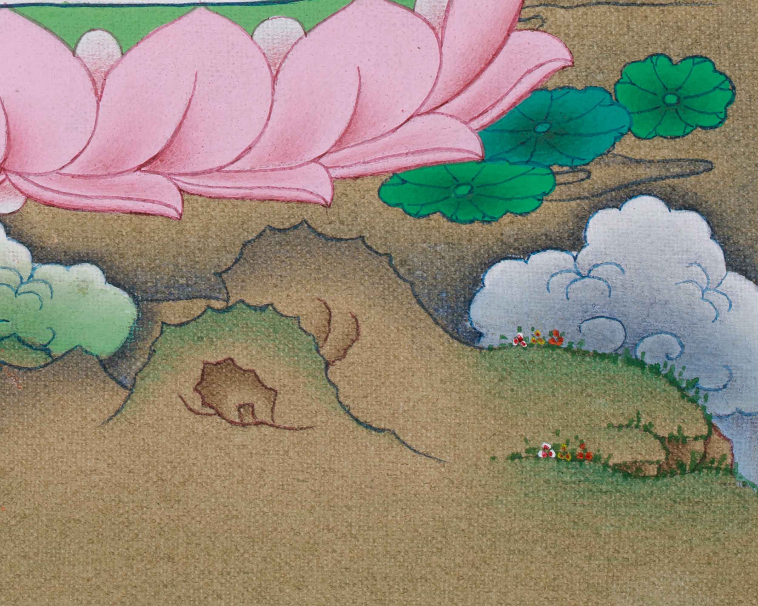 Red Amitabha Buddha Painting | Symbolizing Infinite Light, Compassion, and the Pure Land