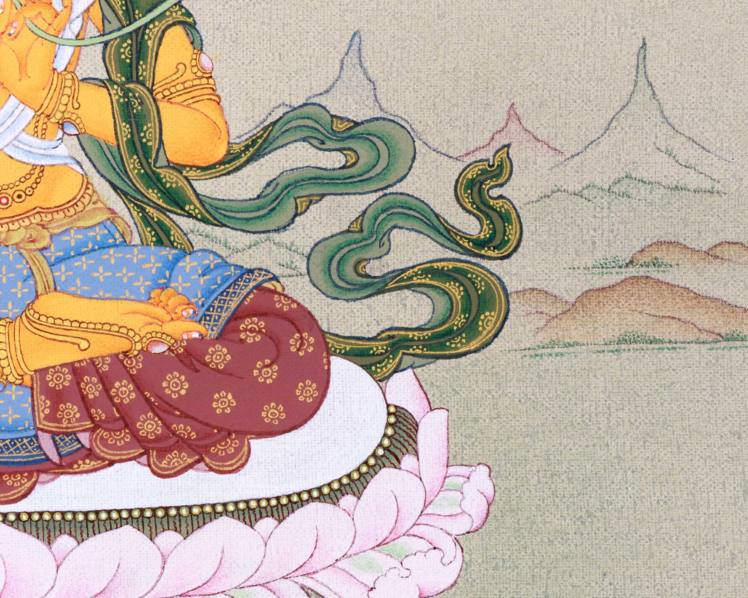 Tibetan Manjushri Bodhisattva Thangka | Original Artwork on Canvas