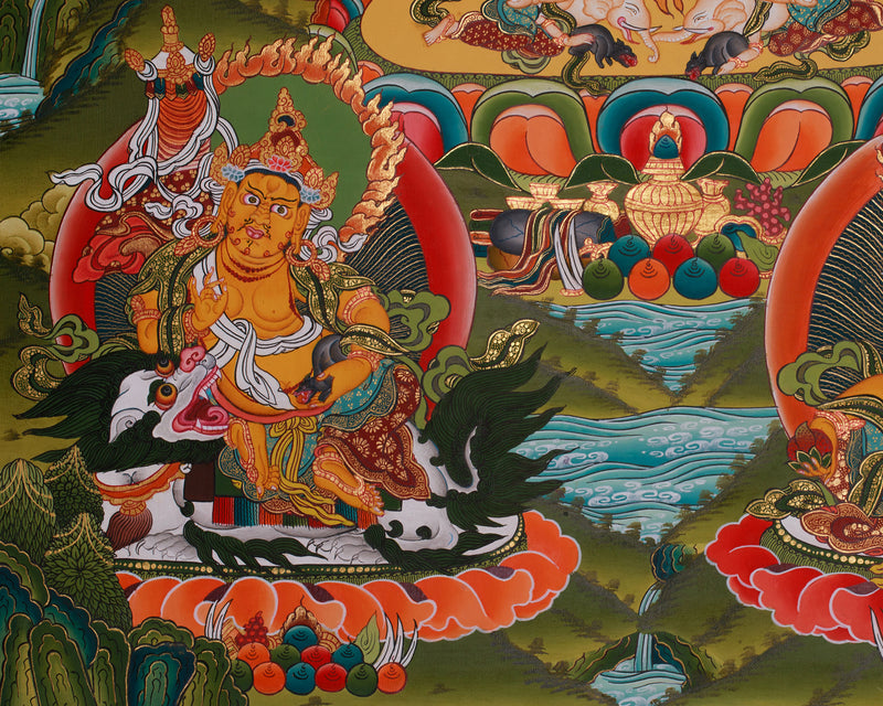 Hand-Painted White Mahakala Thangka | Wrathful Guardian of Wealth and Protection