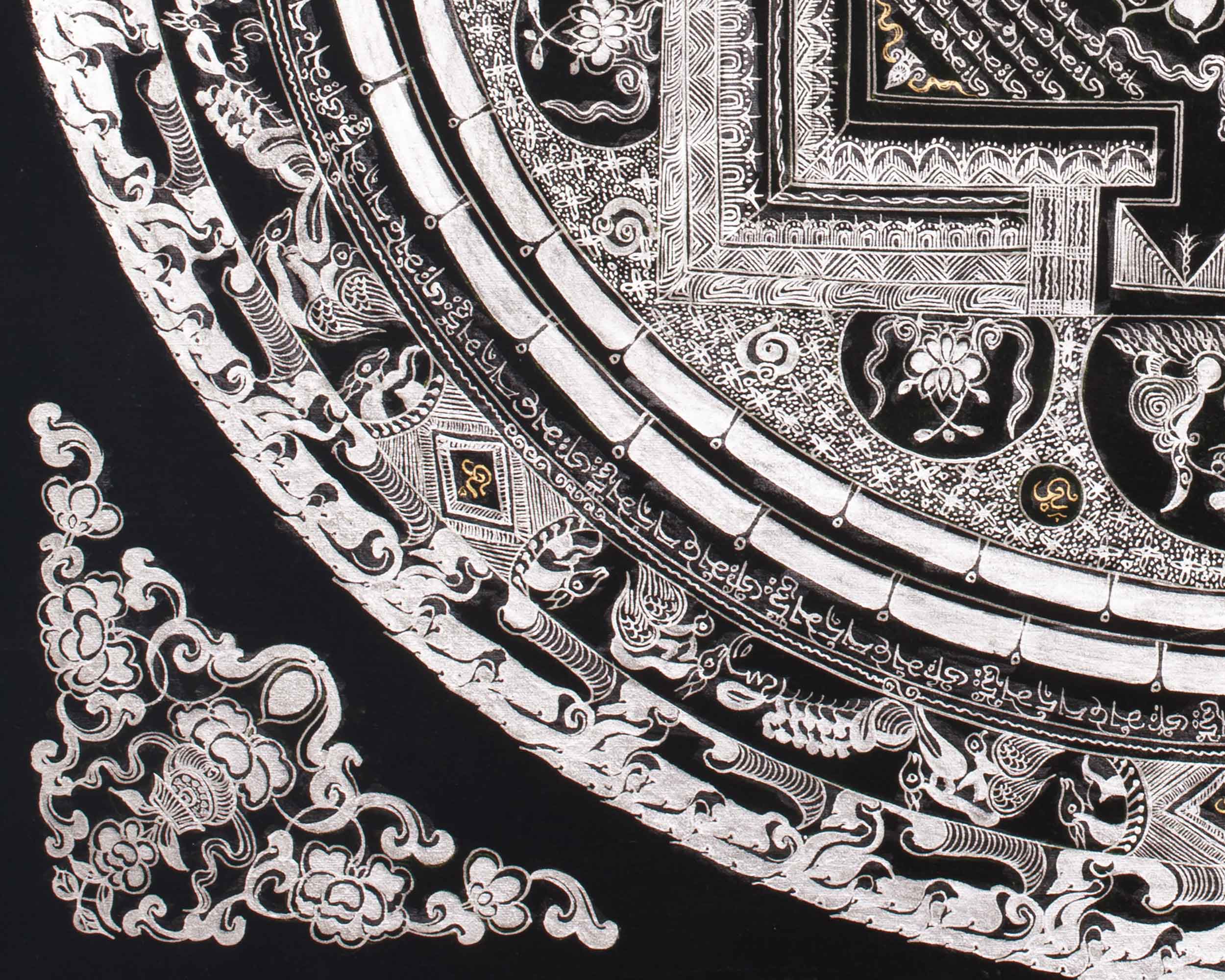 Tibetan Mantra Mandala Thangka | Pure Silver High-Quality Mandala
