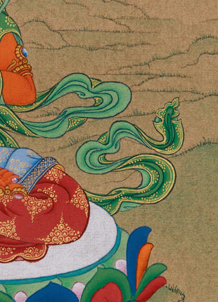 Tibetan Bodhisattva Manjushri |  Hand-Painted Wisdom Deity in Karma Gadri Style