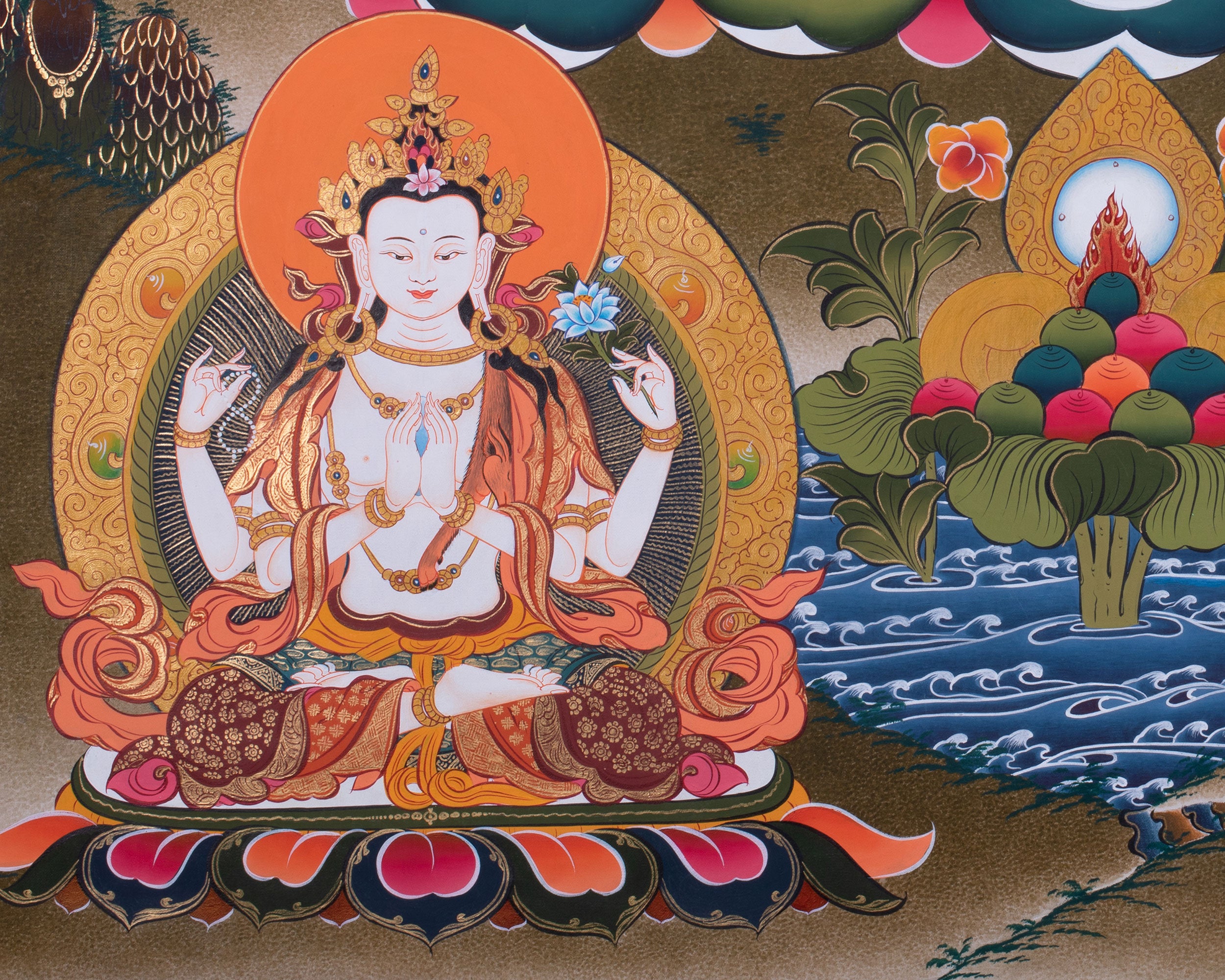 Original Hand-Painted Manjushri Bodhisattva Thangka | Tibetan Arts for Wall Hanging