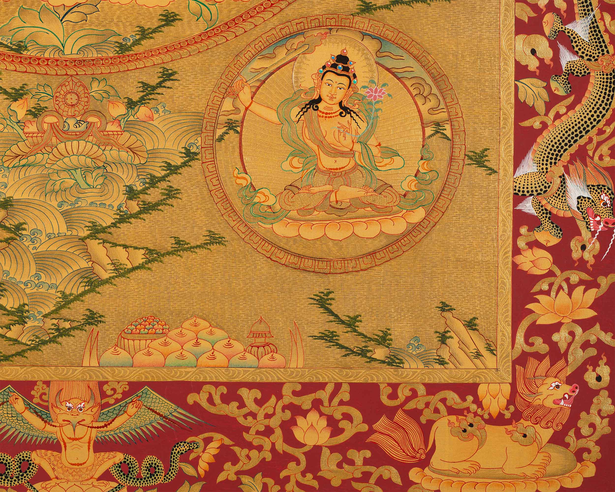 5 Forms of Manjushri Art Print For Daily Wisdom Preaching | The Bodhisattva Of Wisdom Giclee Print