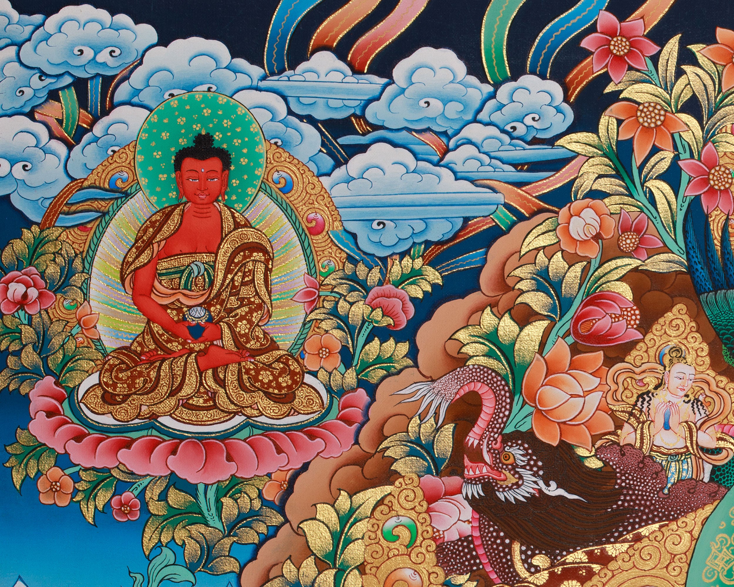 Eight Medicine Buddha Thangka | Divine Assembly of Healing Deities