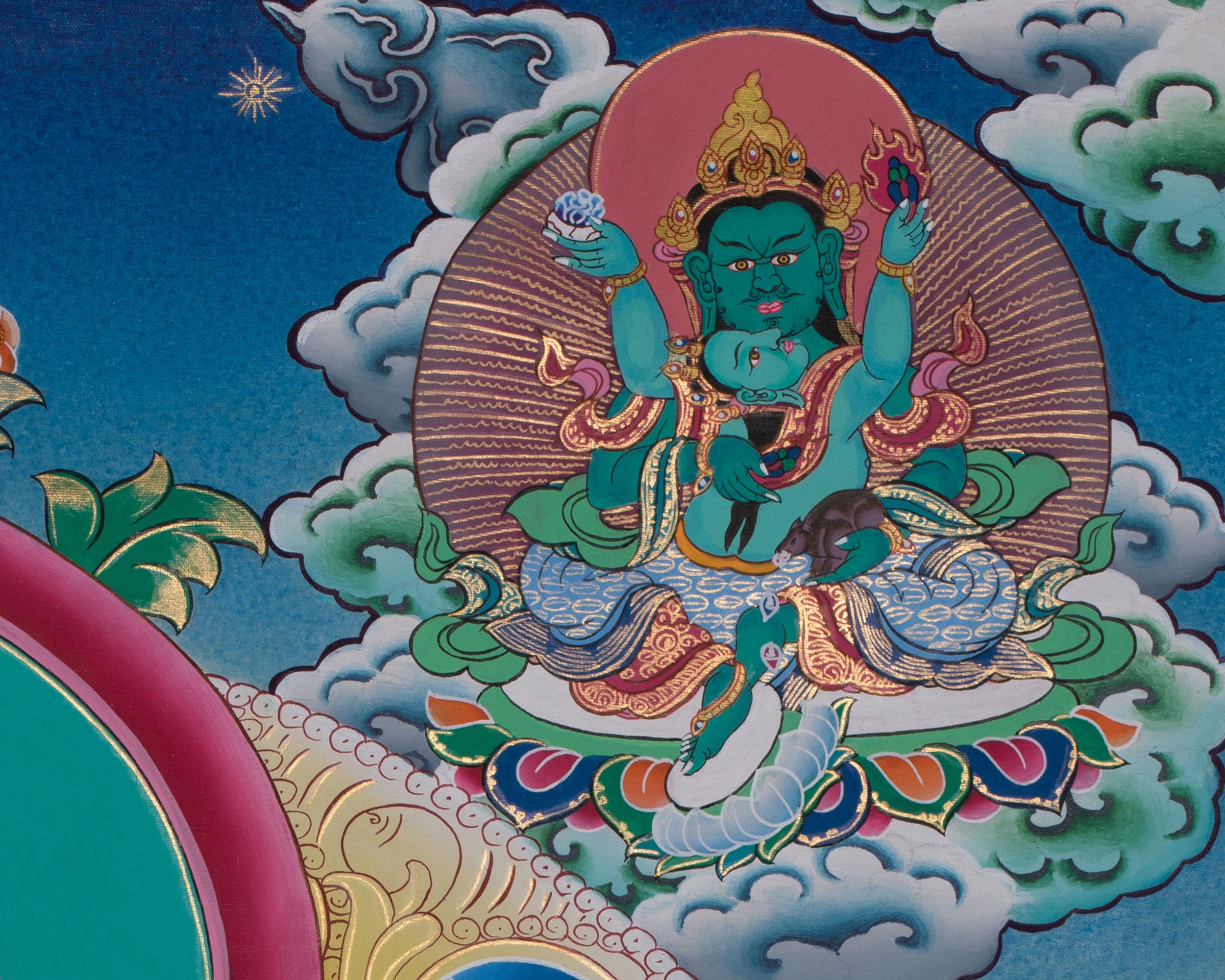 The Five Dzambhala Thangka | Sacred Symbol of Prosperity and Protection
