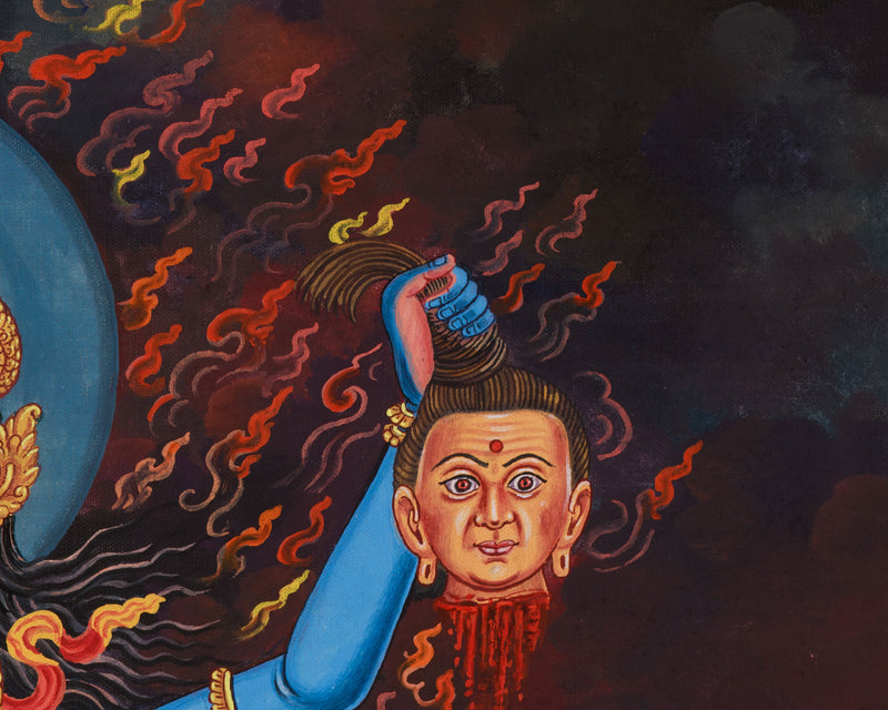 Fierce Goddess Kali Thangka Print | Divine Destruction and Liberation