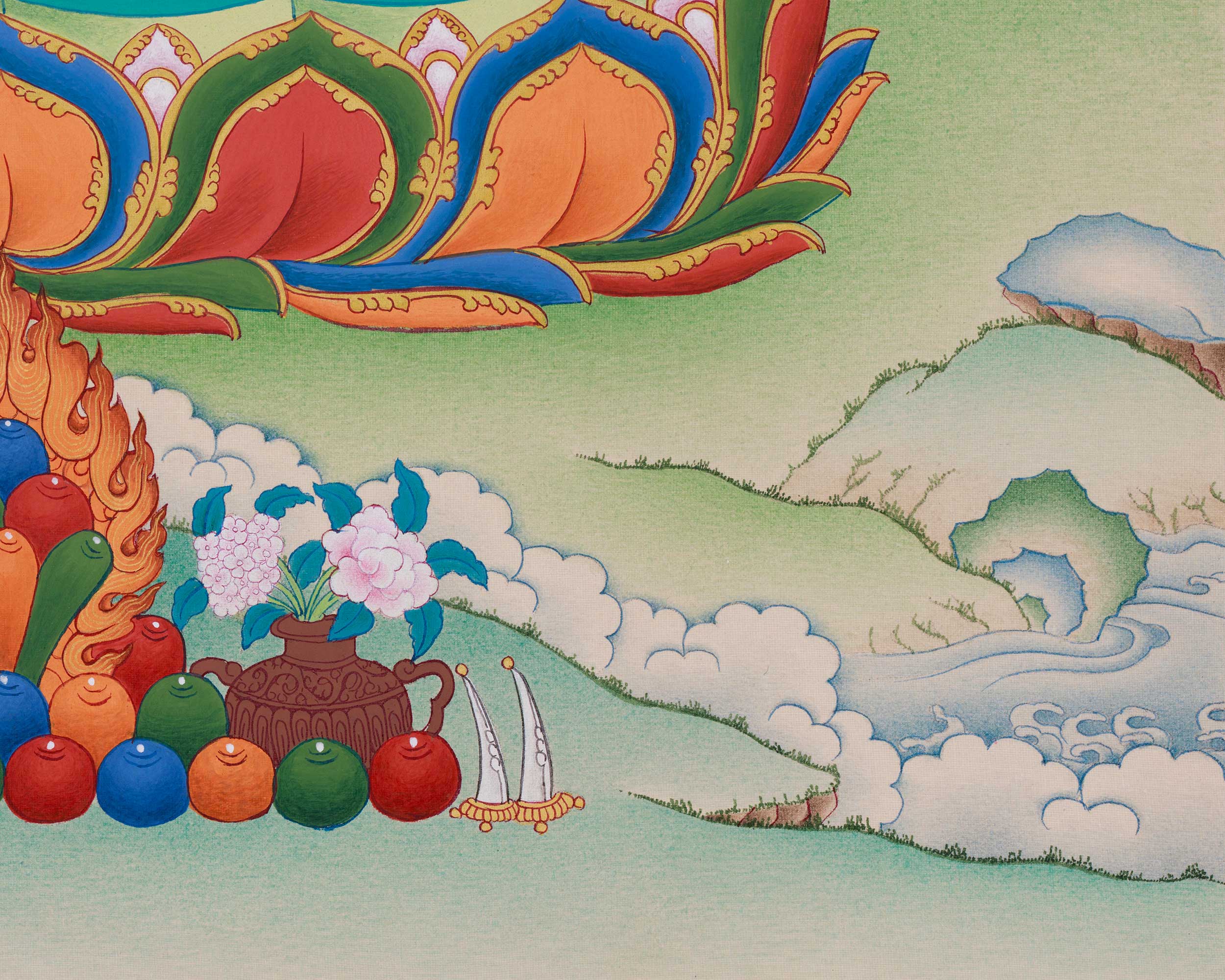 18 Inch Traditional Avalokiteshvara Thangka | Divine Artwork of the Bodhisattva of Mercy