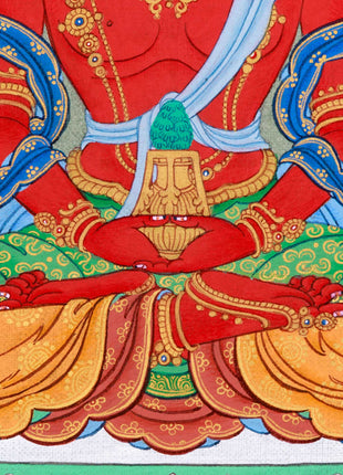 Amitayus Buddha of Infinite Light | Small Thangka Art for Meditation