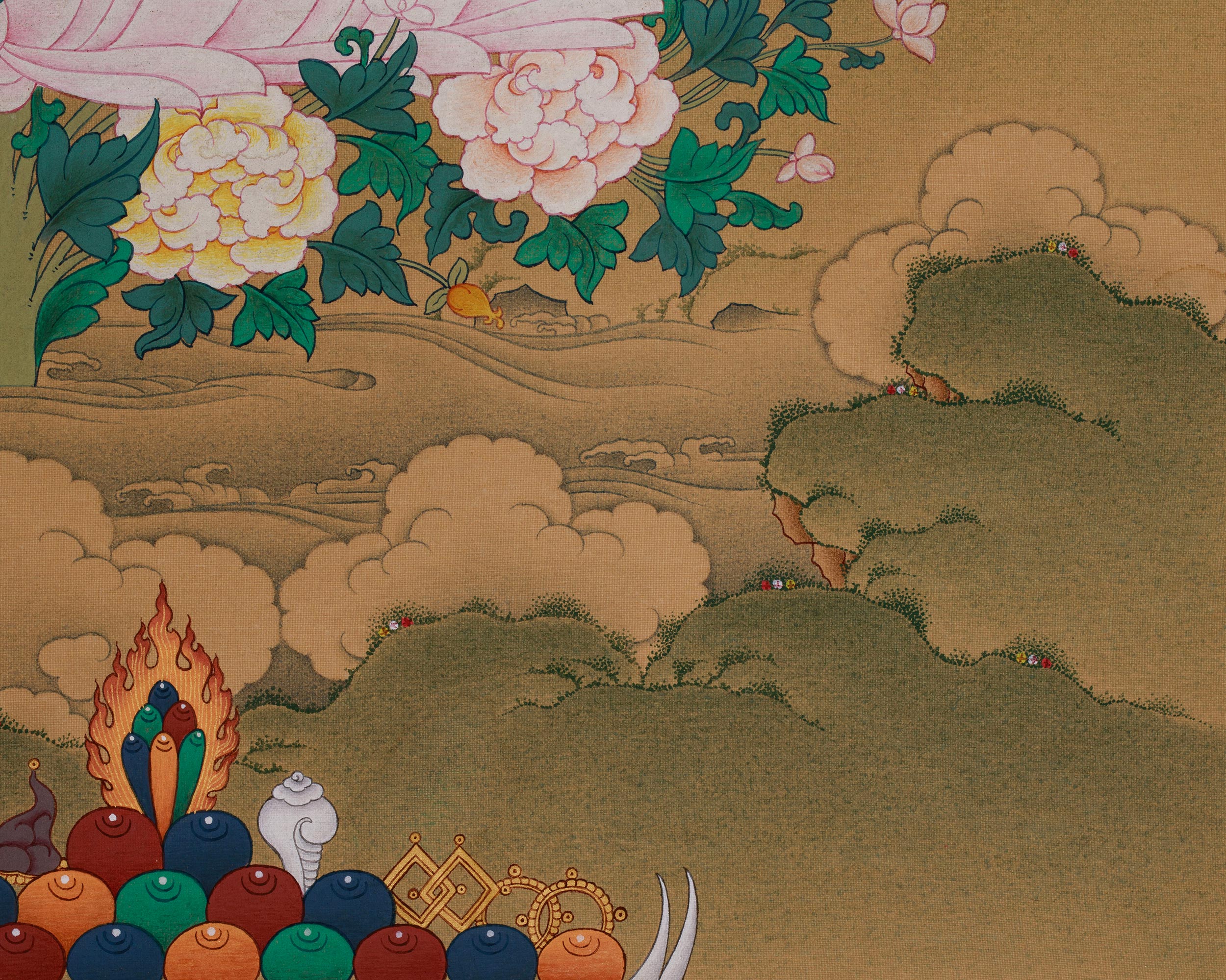 Divine Thangka of Green Tara with Amitabha Buddha | Goddess of Compassion