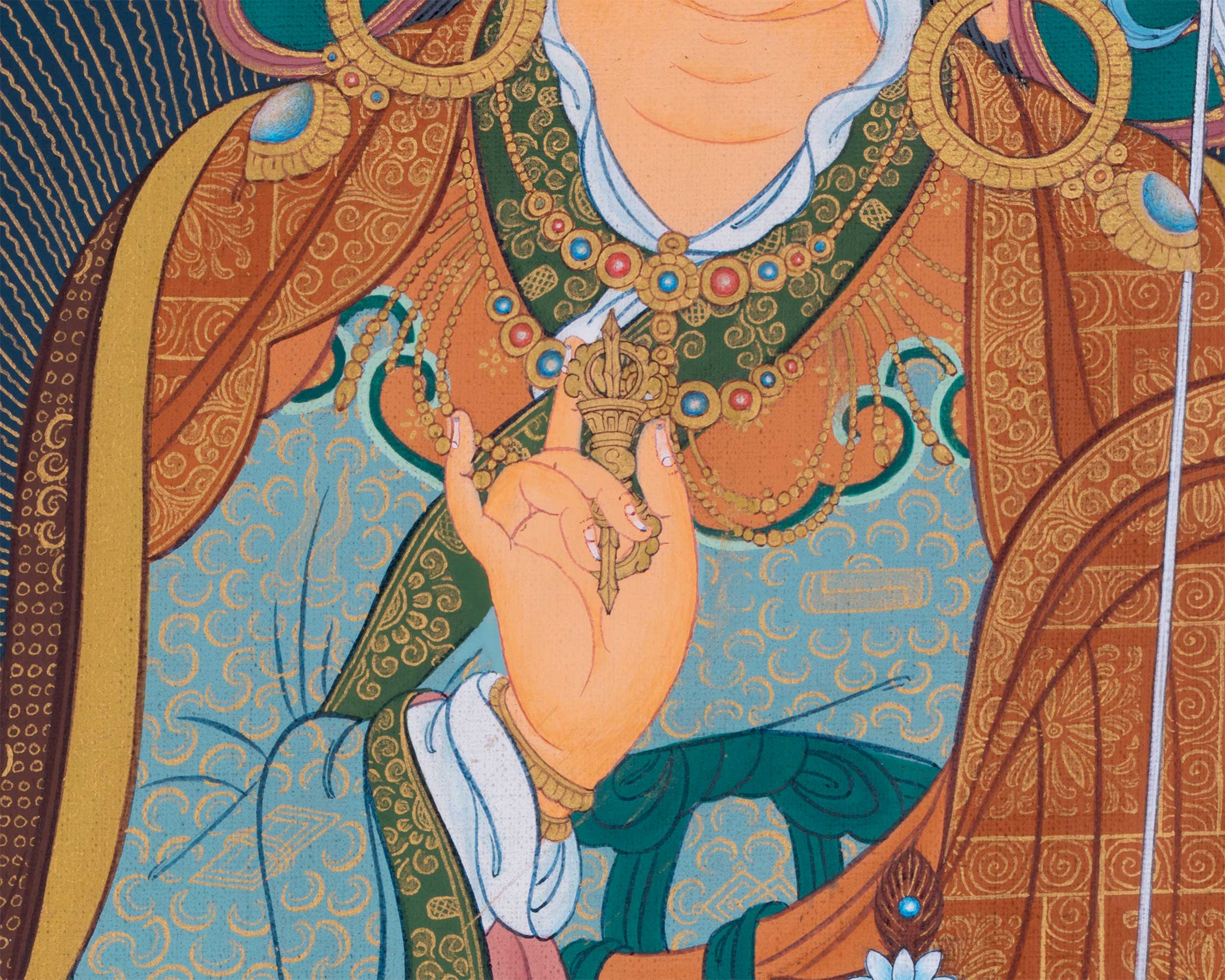 Thangka Print Of Lotus-Born Master | Guru Rinpoche Canvas Art | Digital Artwork For Padmasambhava Thangka
