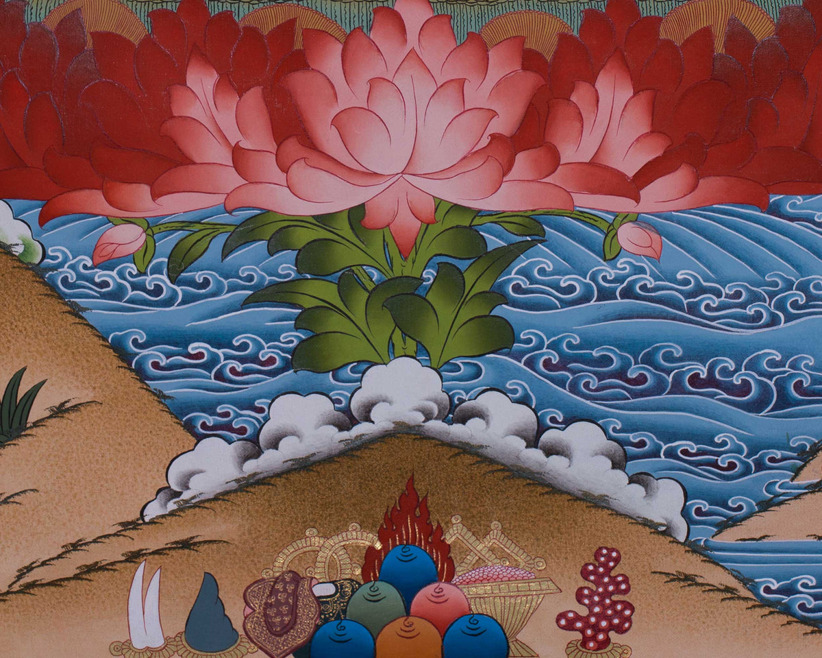 Original Hand-Painted Guru Rinpoche Thangka | Tibetan Wall Decoration