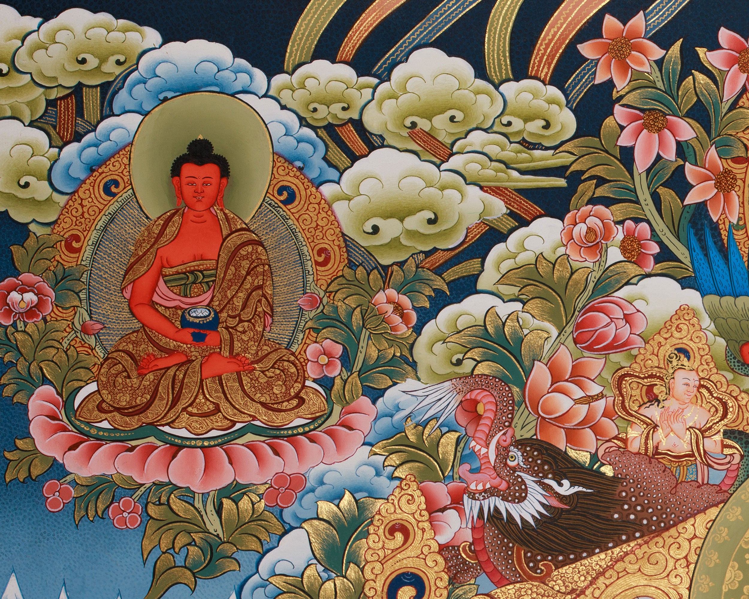 Assembly of 8 Medicine Buddhas | Tibetan Bhaisajyaguru Large Thangka Painting
