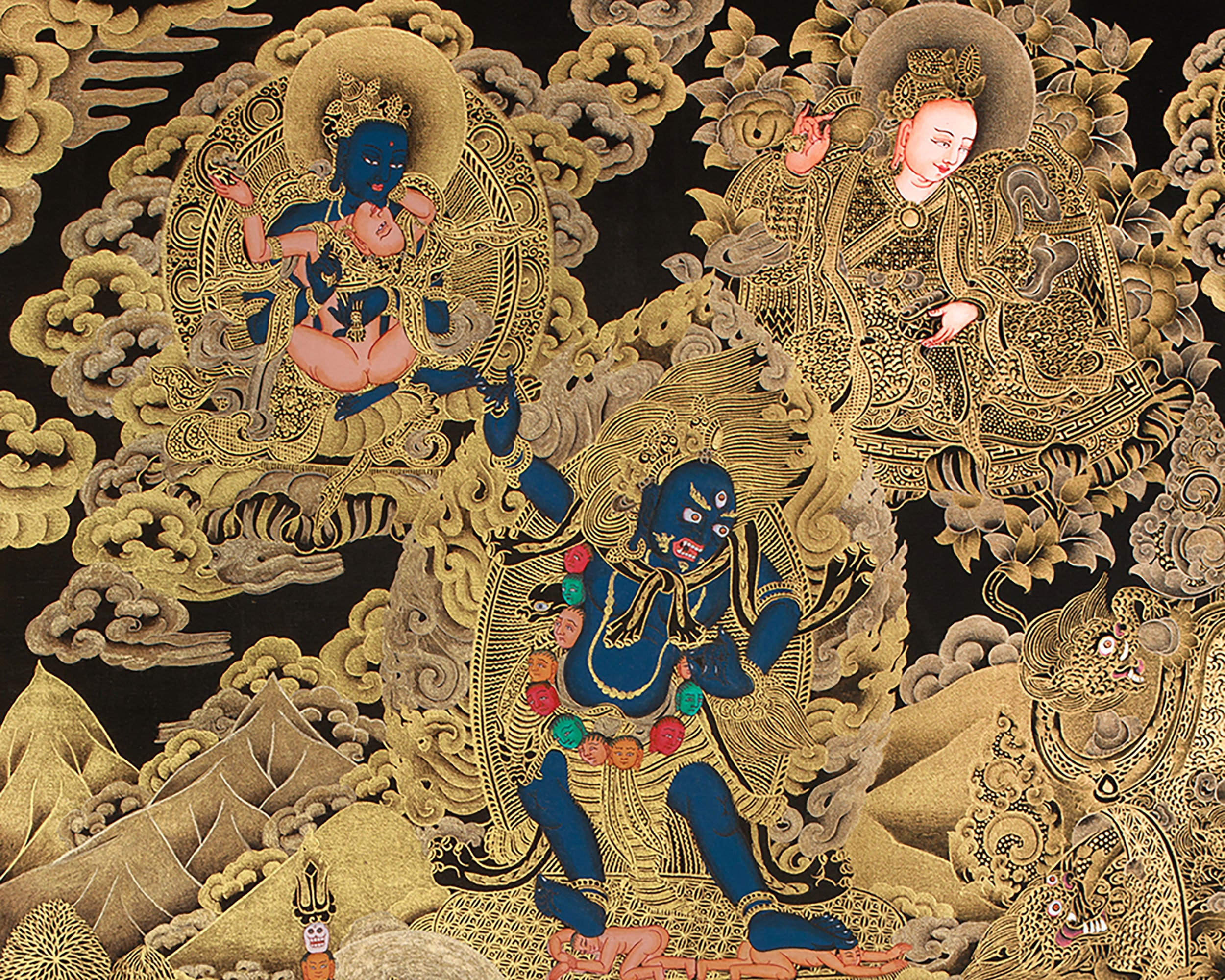Eight Manifestations of Guru Rinpoche Thangka | Radiant Gold Thangka of the Supreme Tantric Master