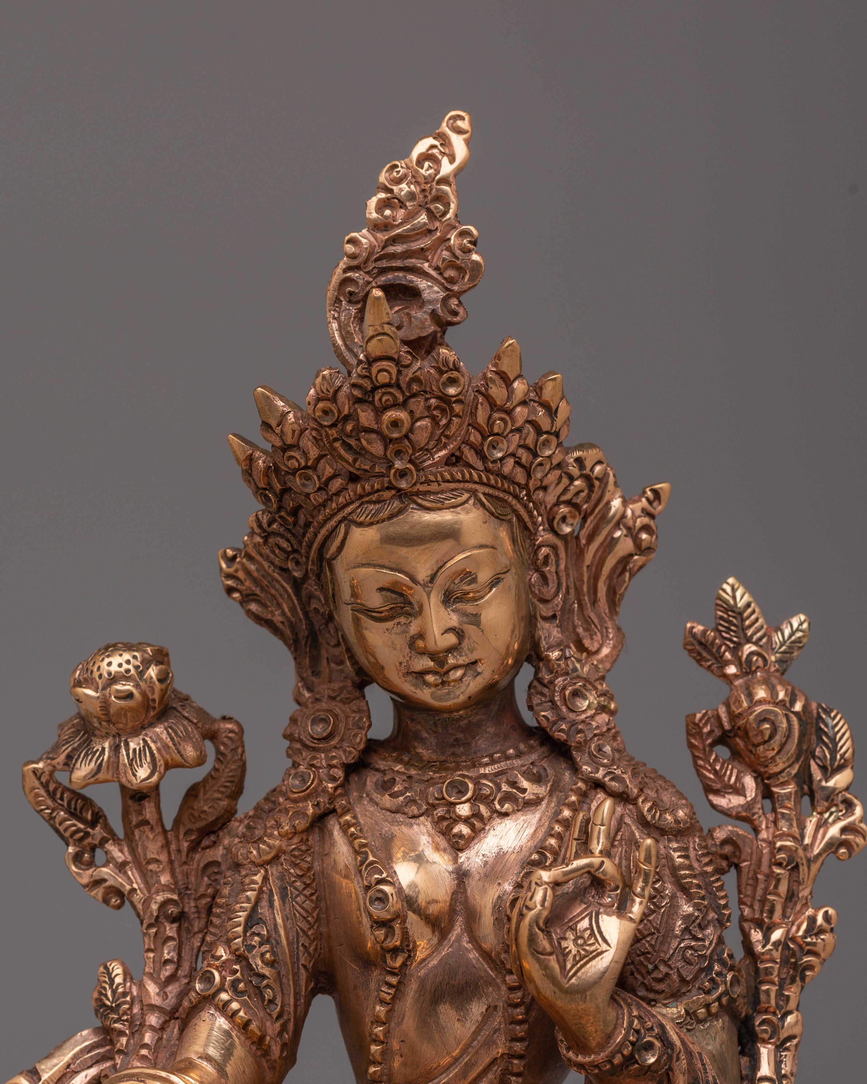 Handcrafted Sacred Green Tara Statue: Embodiment of Compassion