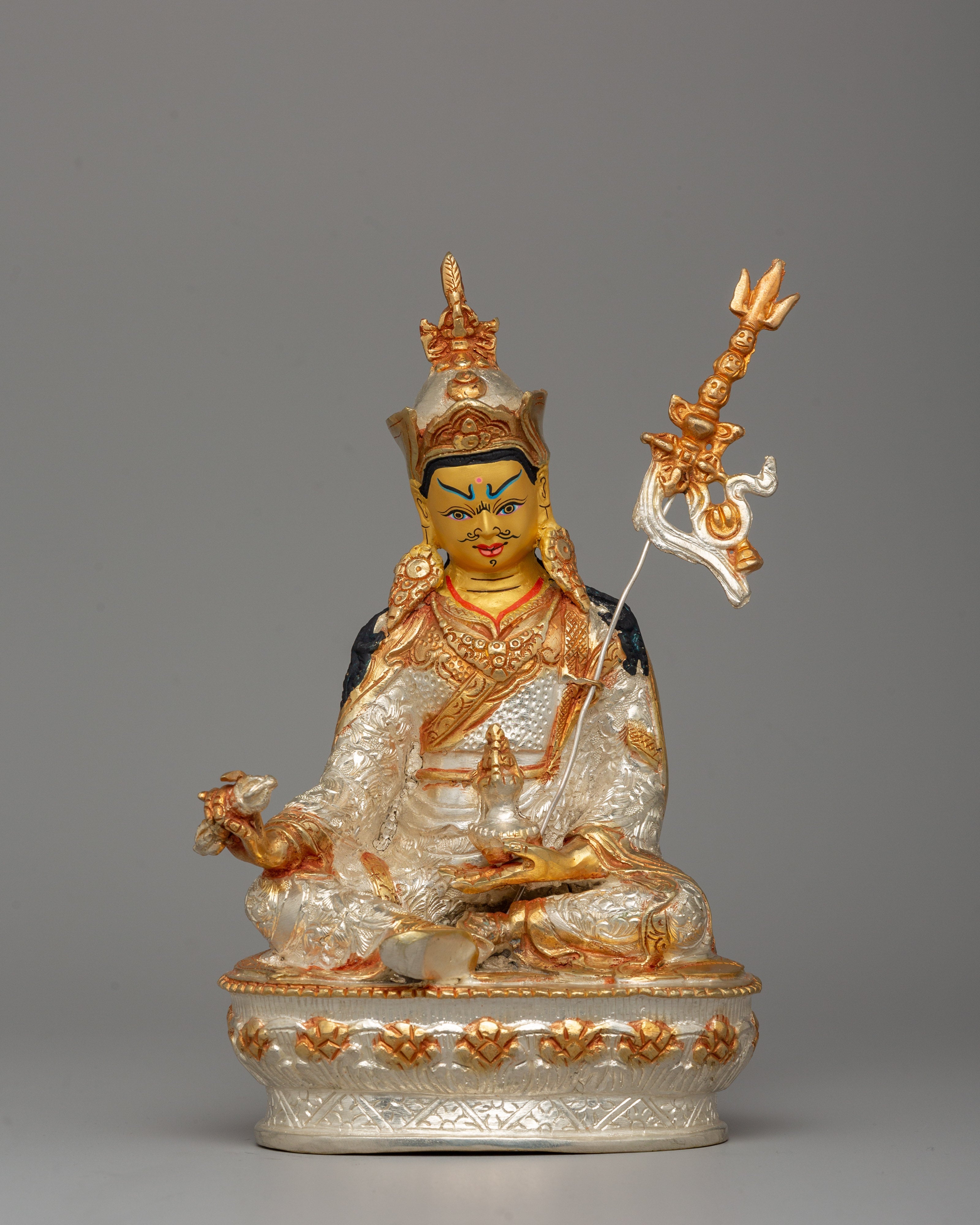 Guru Rinpoche with Sacred Beautiful Halo Statue | Lotus Born Buddhist Master