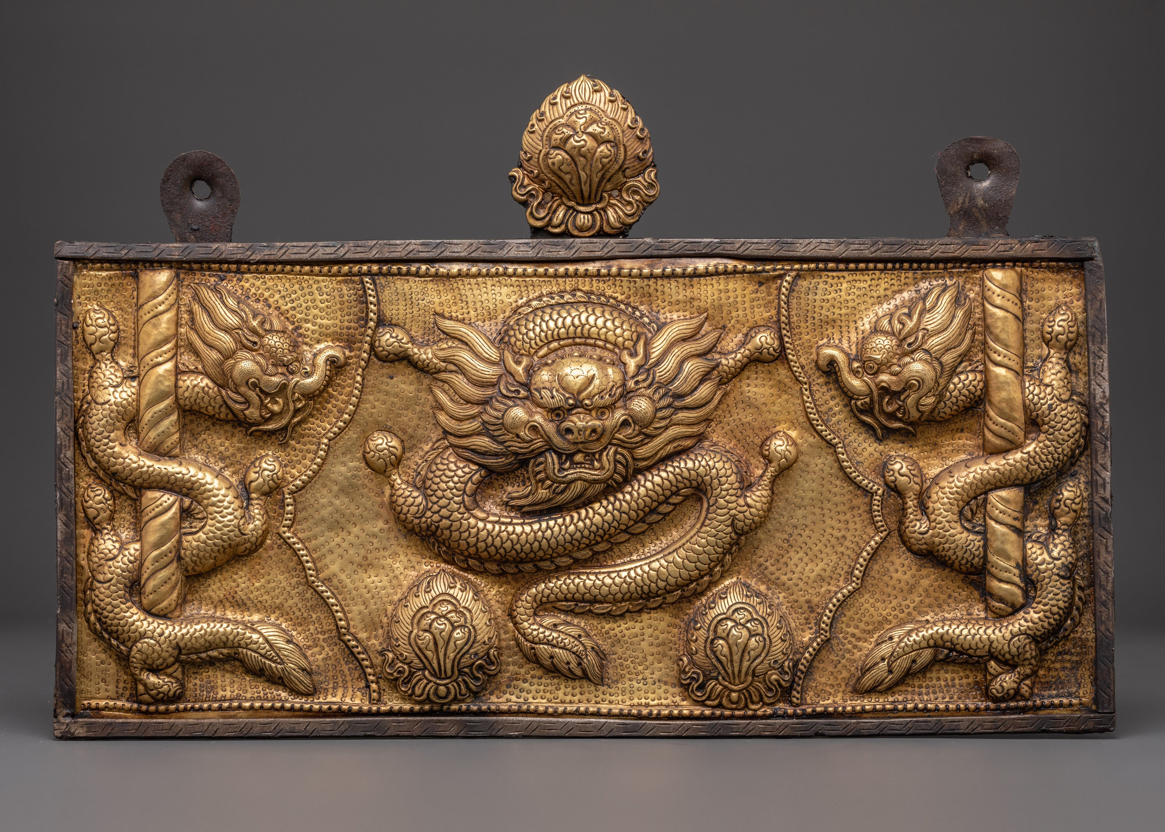 Buddhist Brass Wall Hanging | Spiritual Ritual Shrine Decor