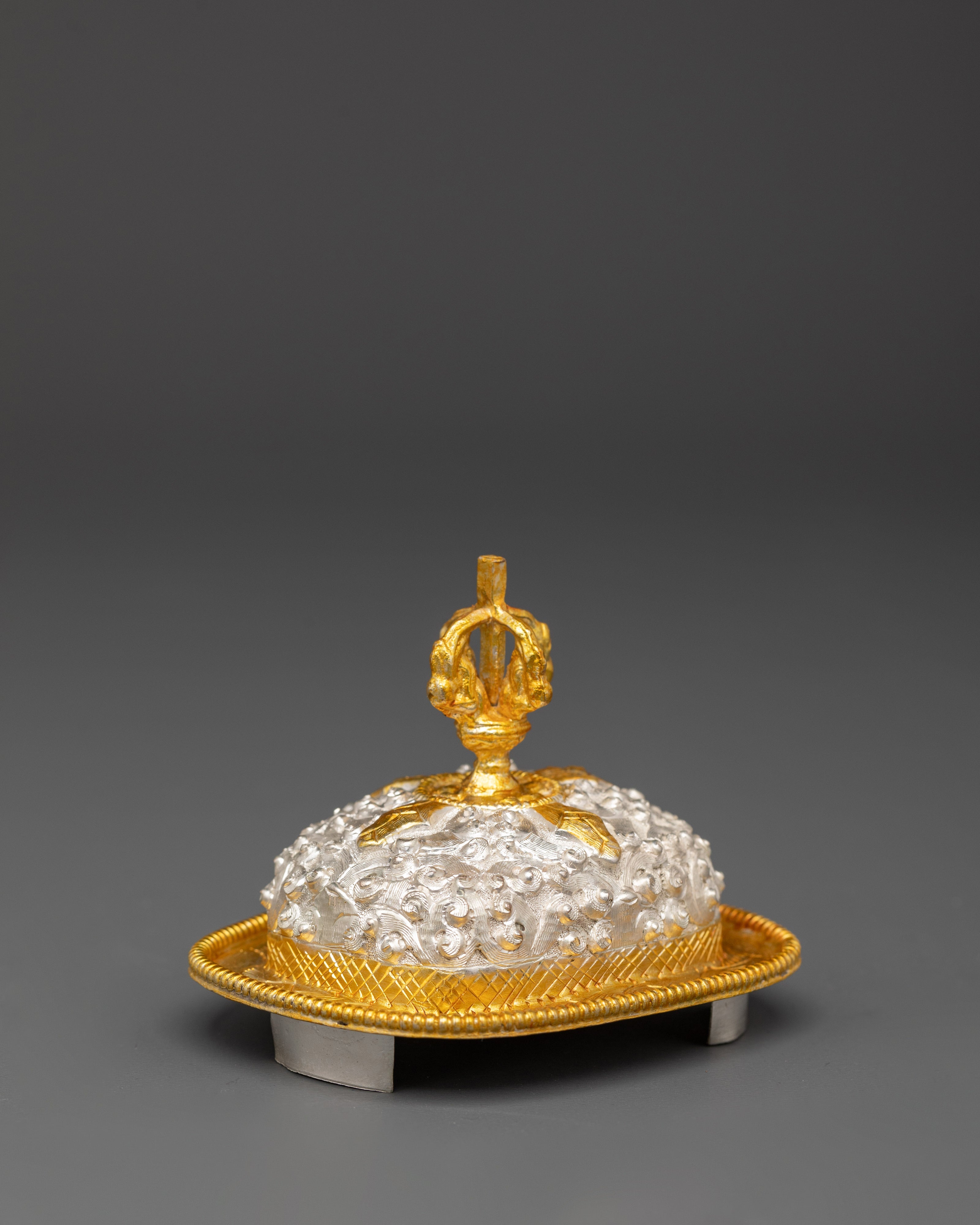 Traditional Ceremonial Kapala | Gold and Silver Plated Tibetan Ritual Vessel