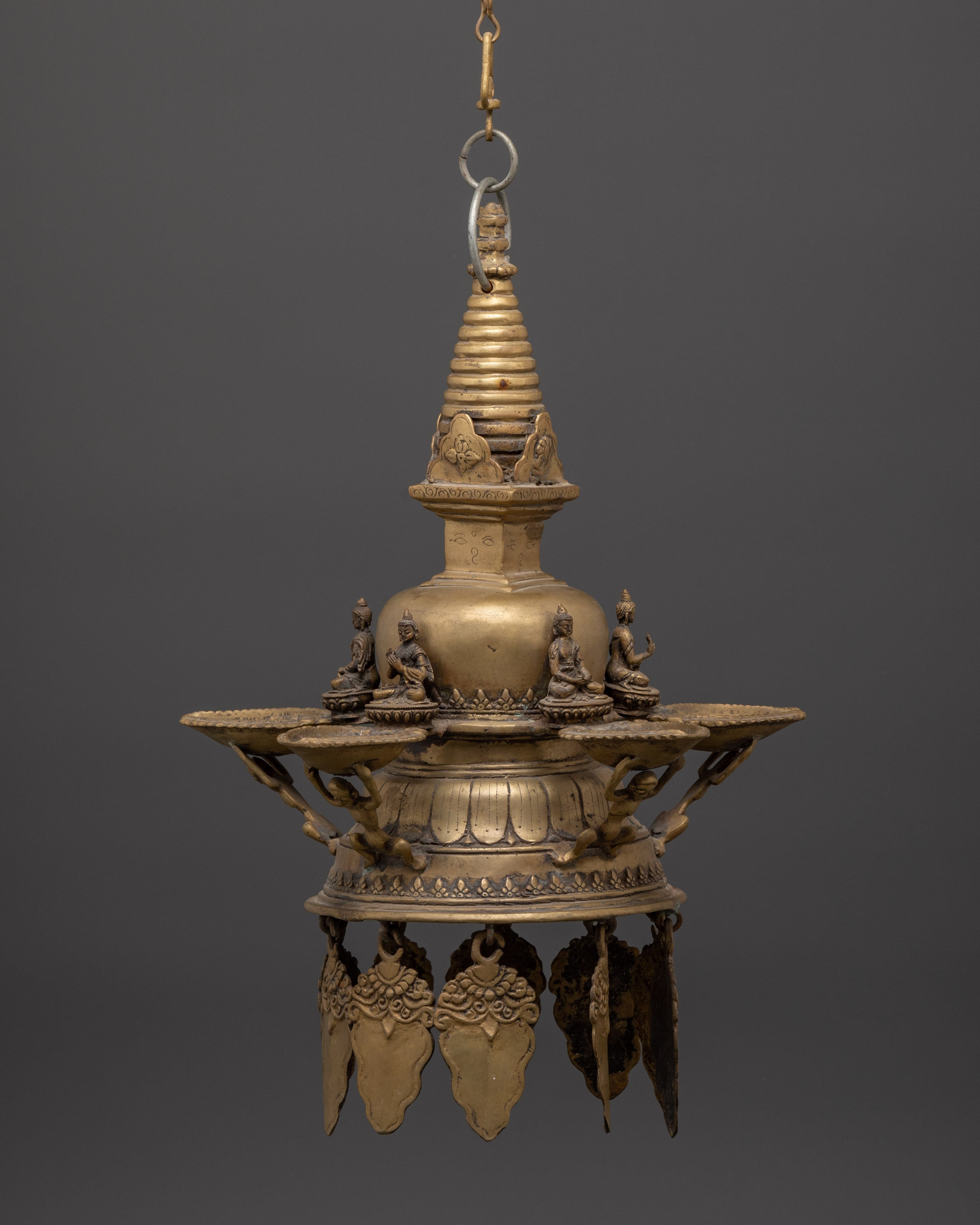 Hanging Stupa Dalucha with Five Dhyani Buddha | Nepalese Ritual Lamp