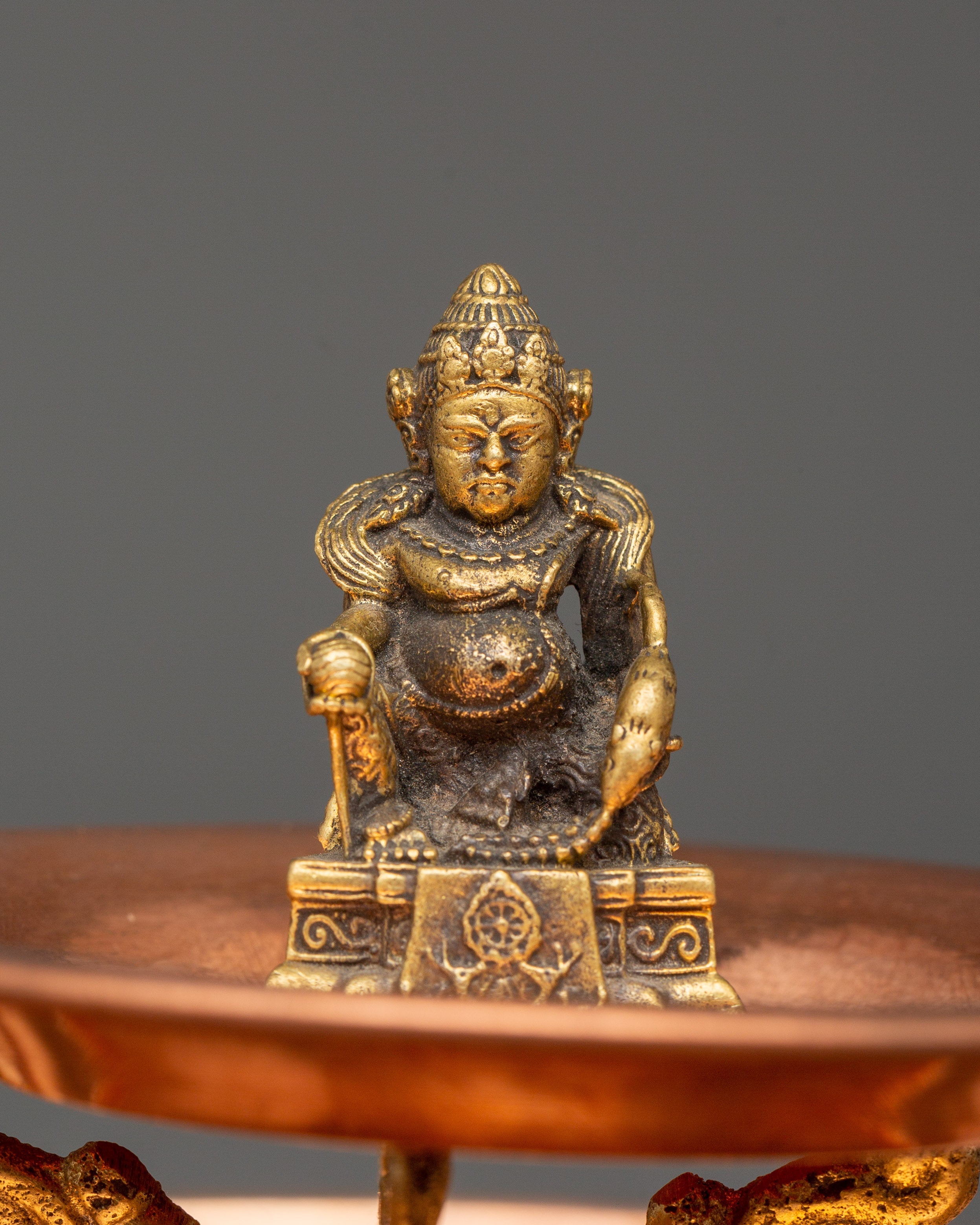 Tibetan Water Offering Set | Copper Plate & Pot for Rituals