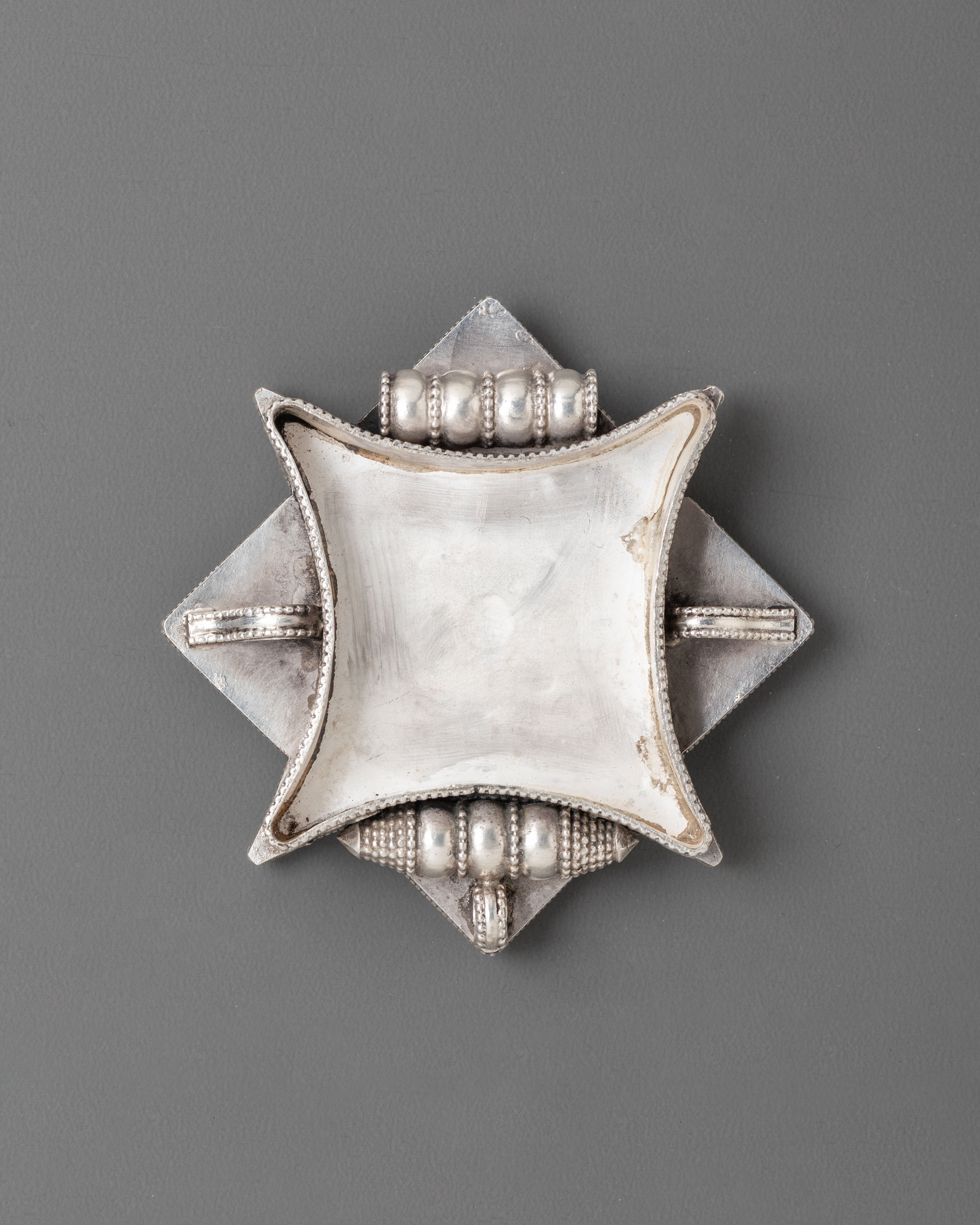 Spiritual Ghau Box Locket with Flower Design | Tibetan Prayer Amulet