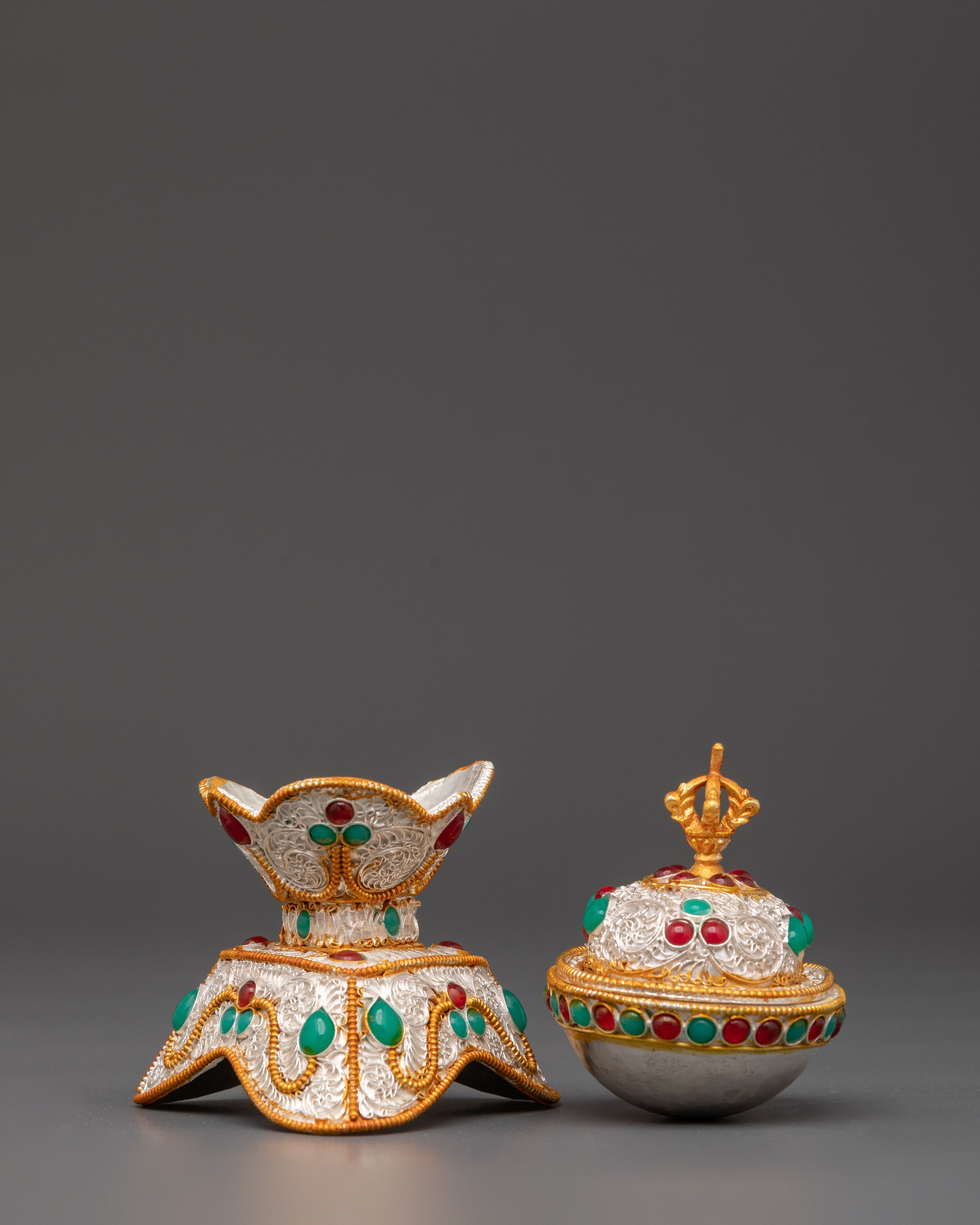 Handcrafted Gold Plated Kapala Set | Sacred Ritual Cups