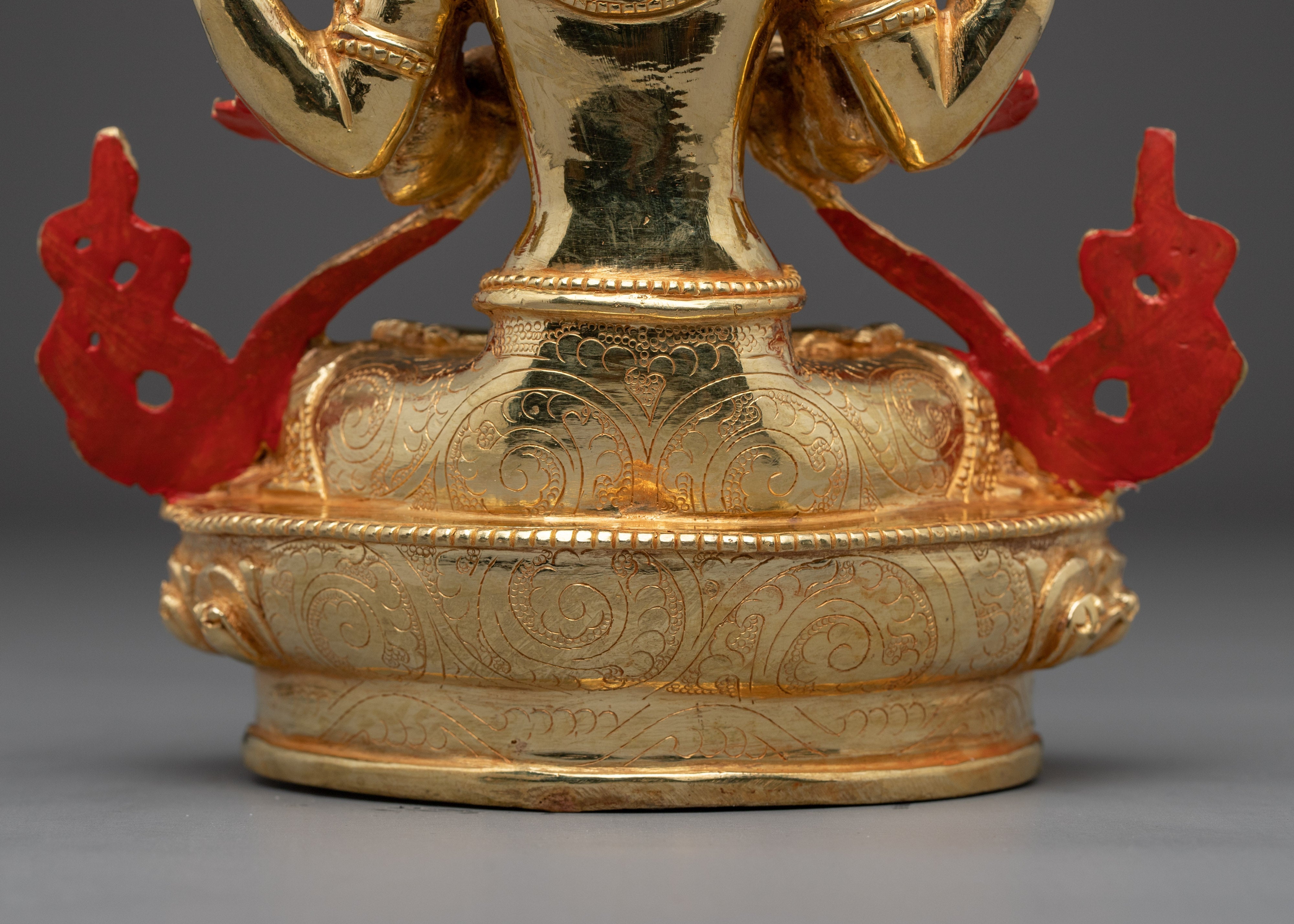 Four Armed Chenrezig Art with Copper Body | Tibetan Buddha of Compassion