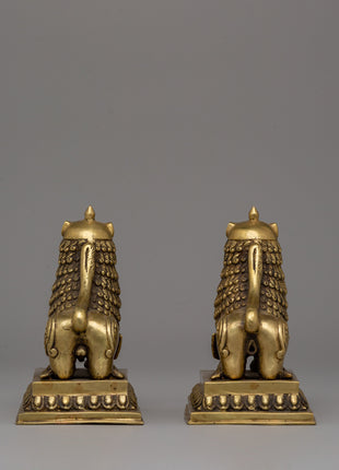 Pair of Guardian Lion Statue | Sacred Pair for Protection and Positive Energy