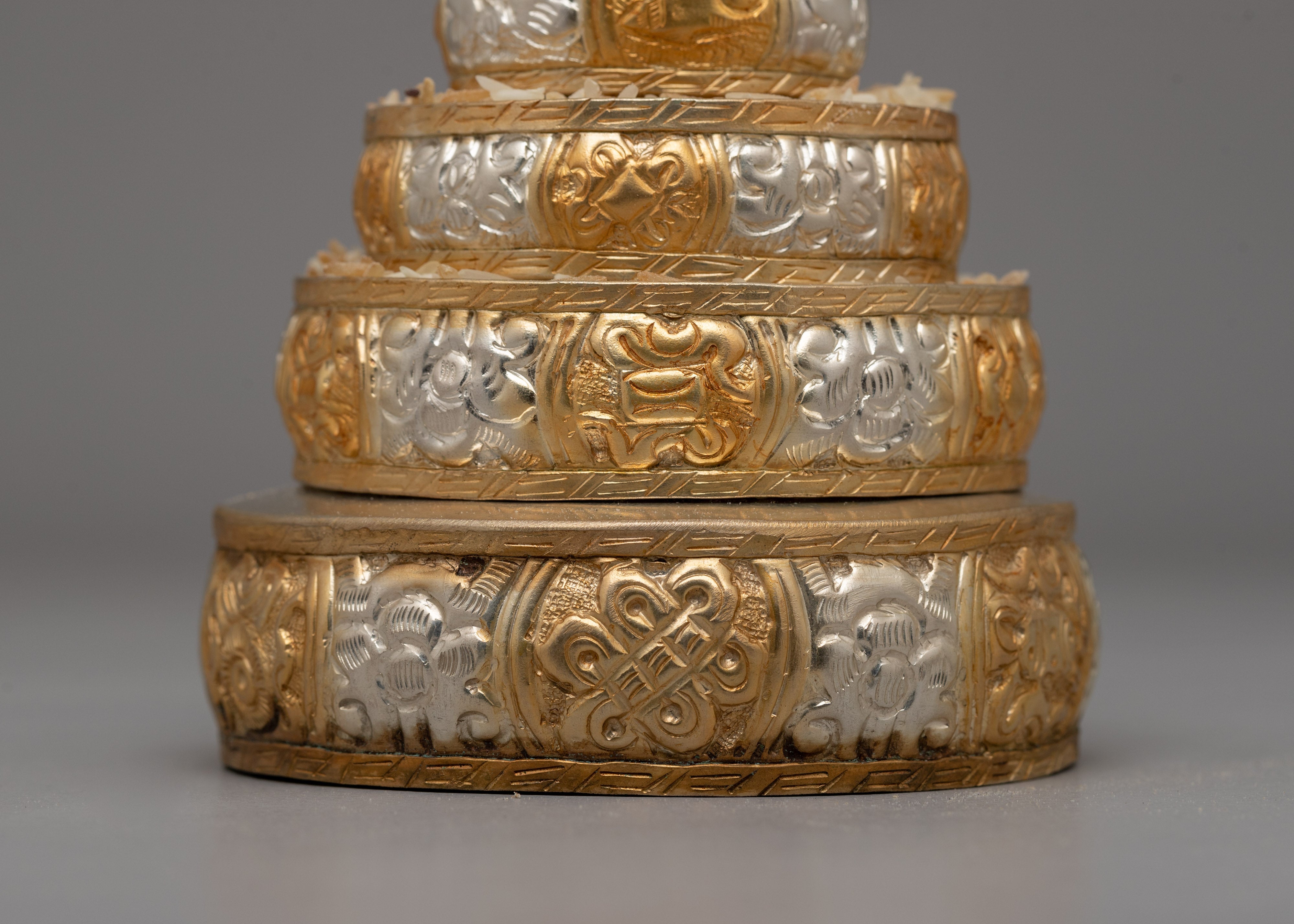 Gold & Silver-Plated Mandala Offering Set | Buddhist Ritual Offering Object