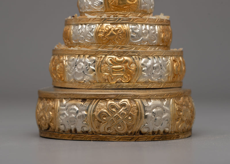 Gold & Silver-Plated Mandala Offering Set | Buddhist Ritual Offering Object