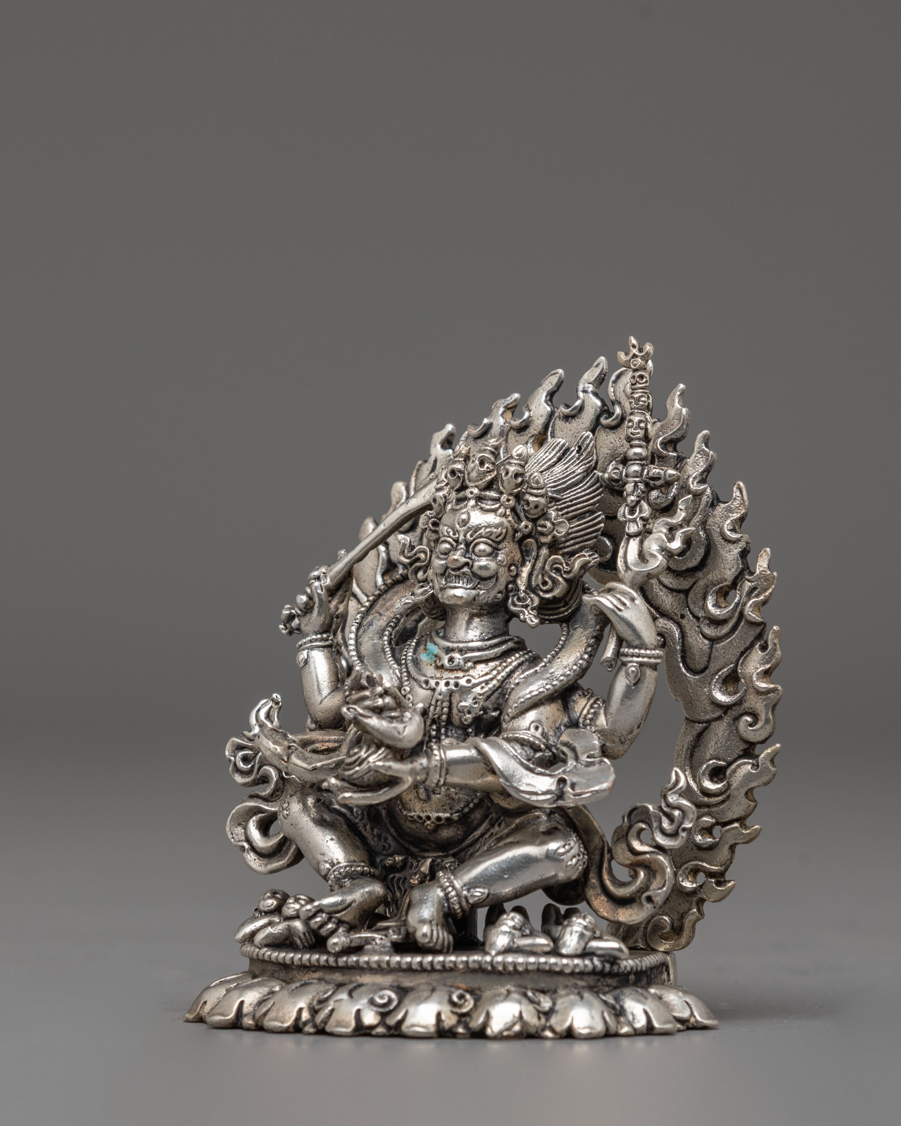 Tibetan Statue of 4 Armed Mahakala | Spiritual Protection Idol