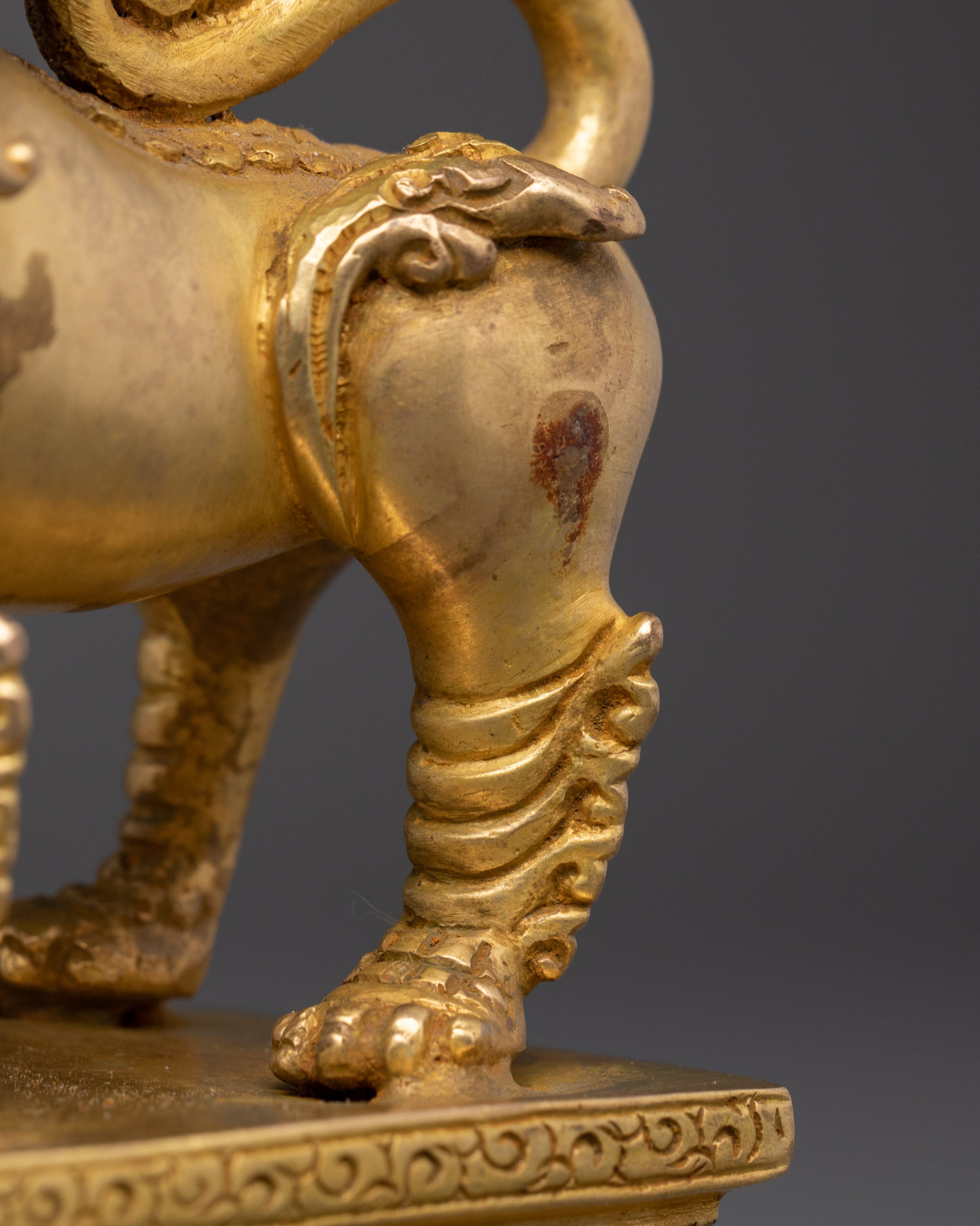 Gold Plated Lion Statue Set | Set of Two Temple Guardians