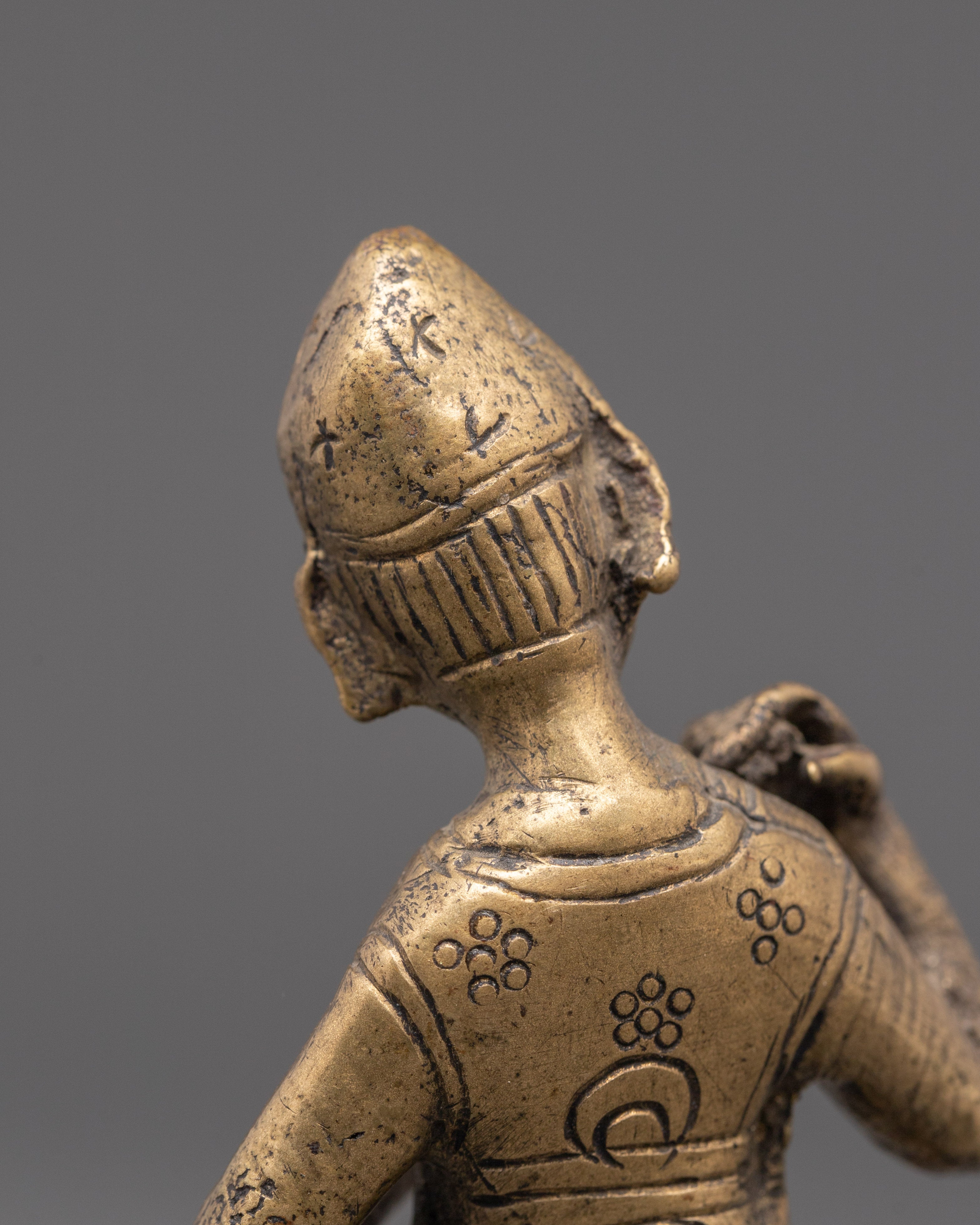 Traditional Musical Statue | Brass Musician Figurine with Antique Finish