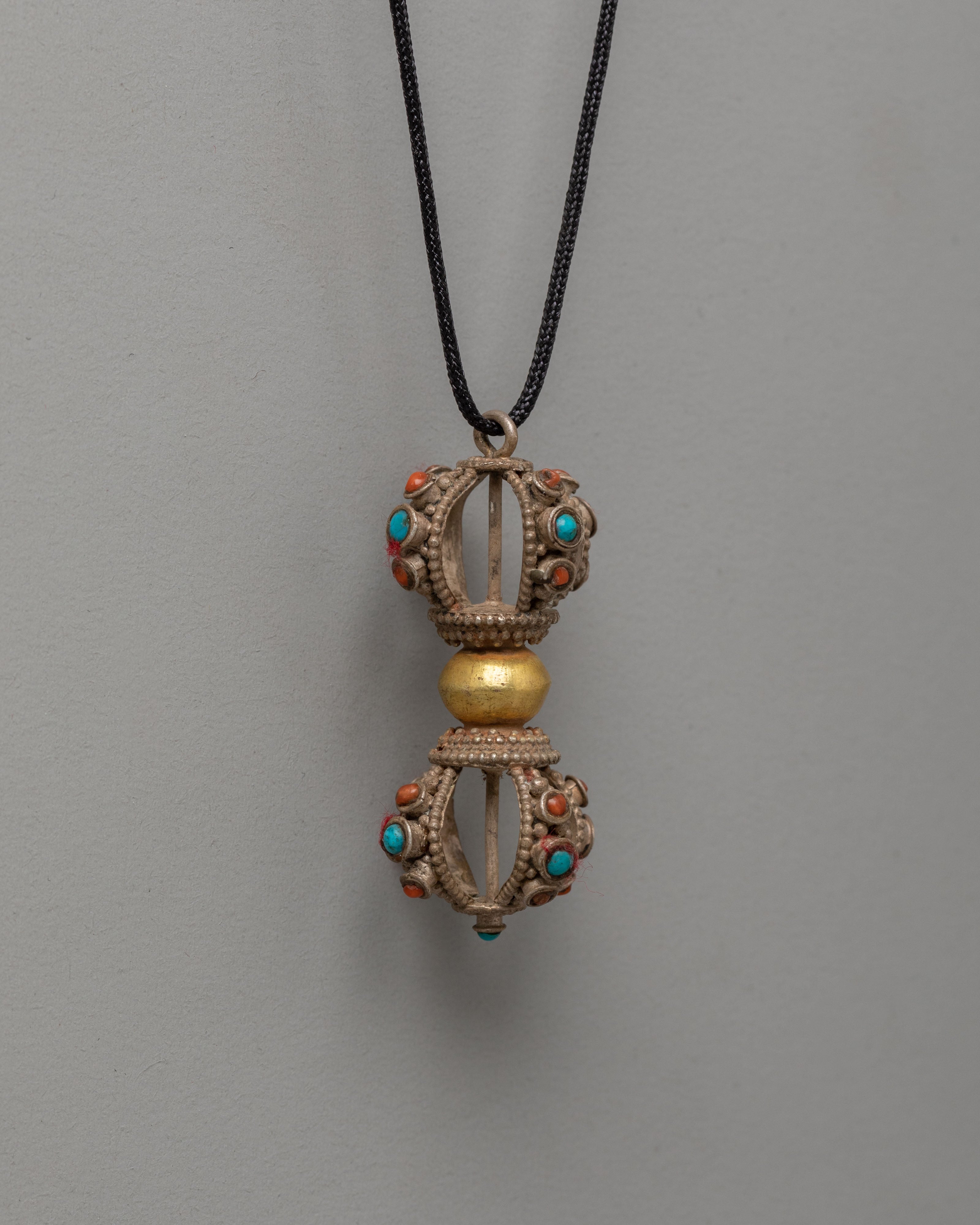 Handmade Vajra Prayer Pendant | Silver Buddhist Dorje Locket