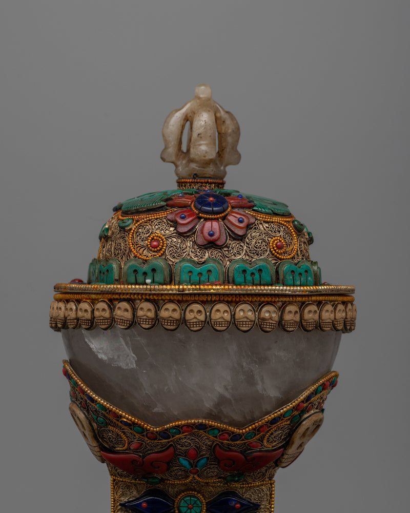 Buddhist Kapala Set| Crystal Kapala Skull Cup for Tibetan Ritual Practices