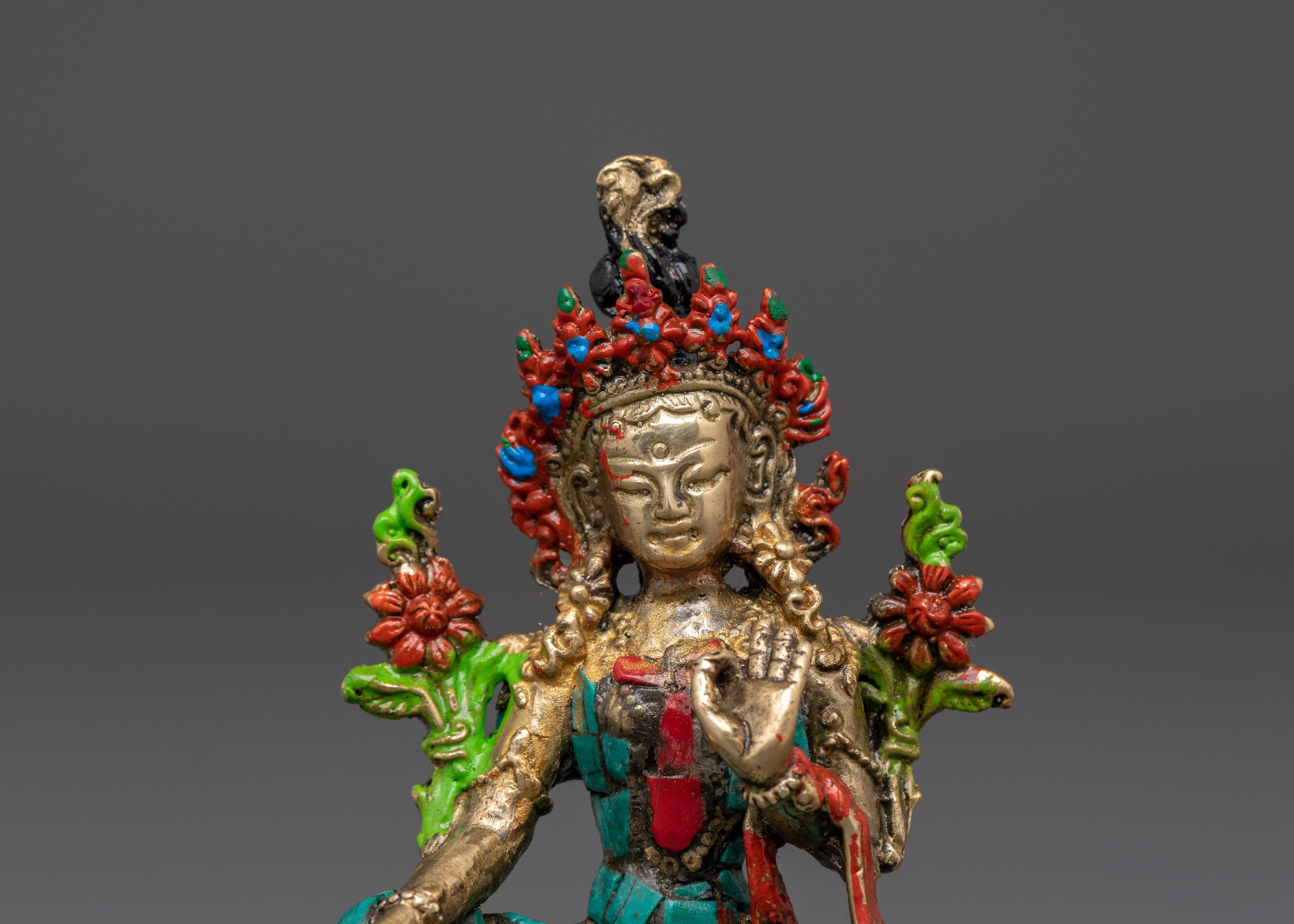 Handcrafted Green Tara Buddhist Deity | Meditation and Home Decor